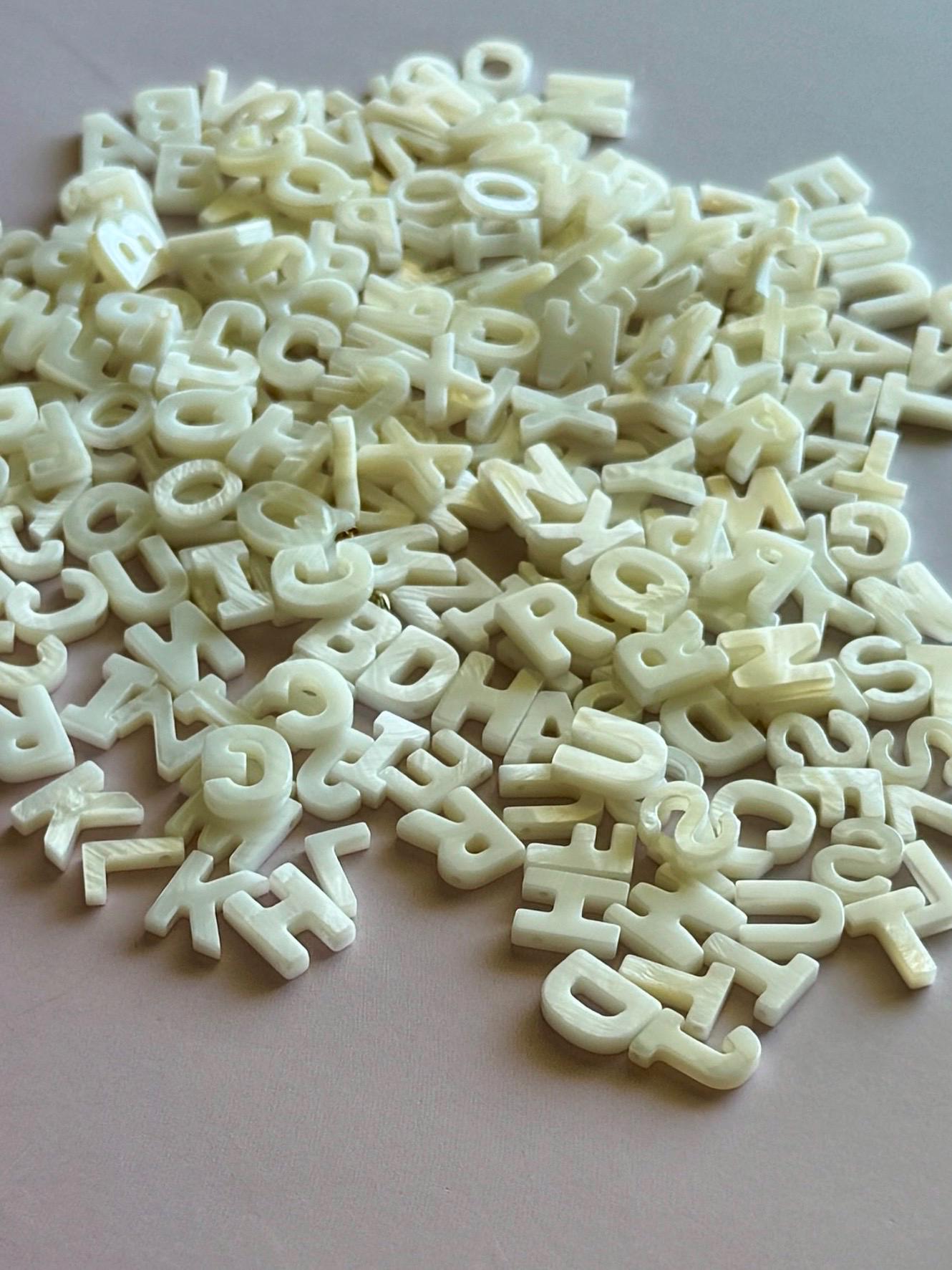 Tiny Alphabet Shell Beads, Top Drilled, 1 Piece