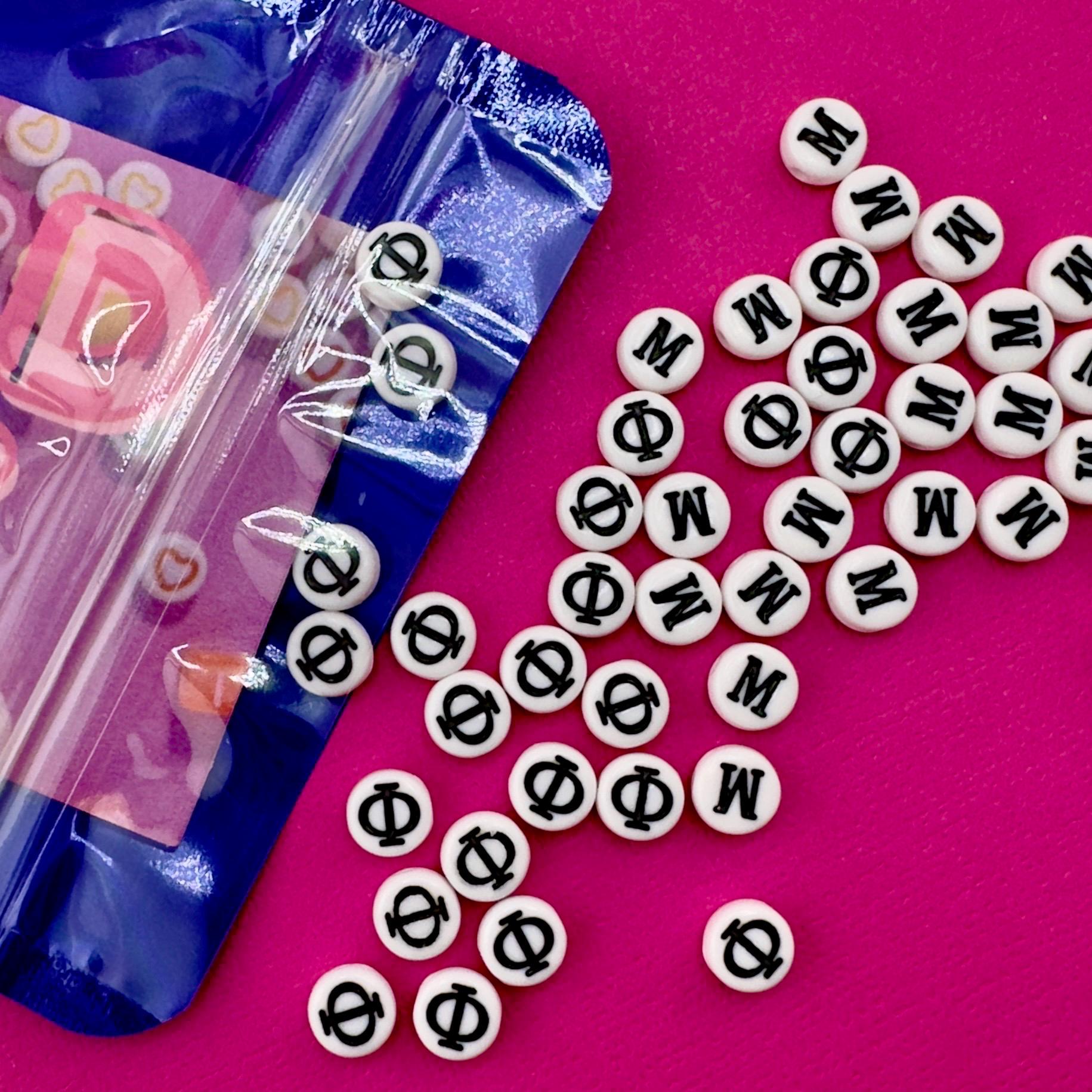 Greek Letter Beads, DIY Sorority Fraternity Jewelry (10 Sets)