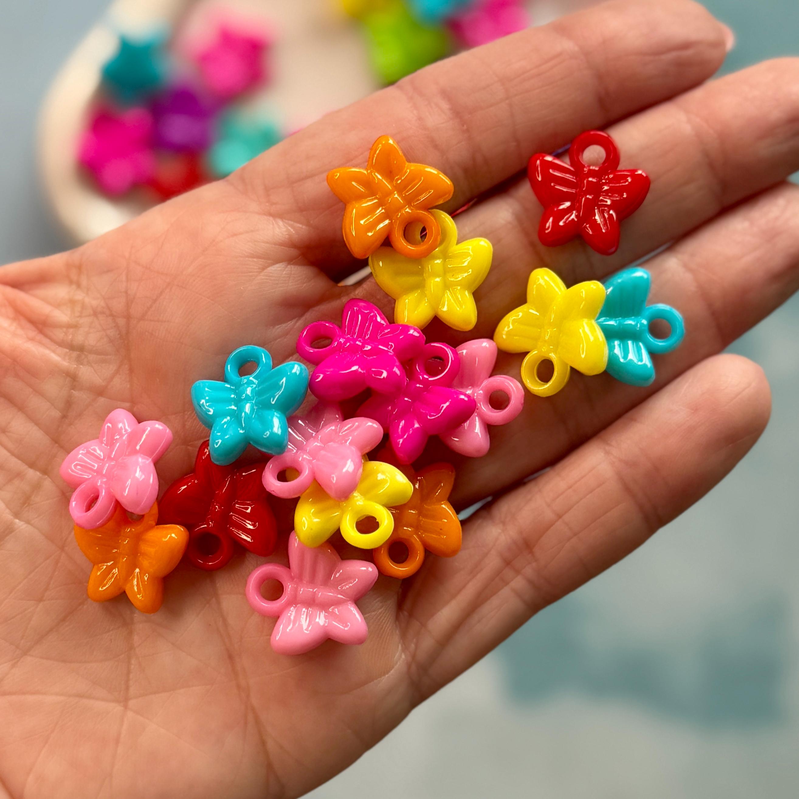 Bright Butterfly Charms, 16mm, Hole: 3mm, 50 pcs
