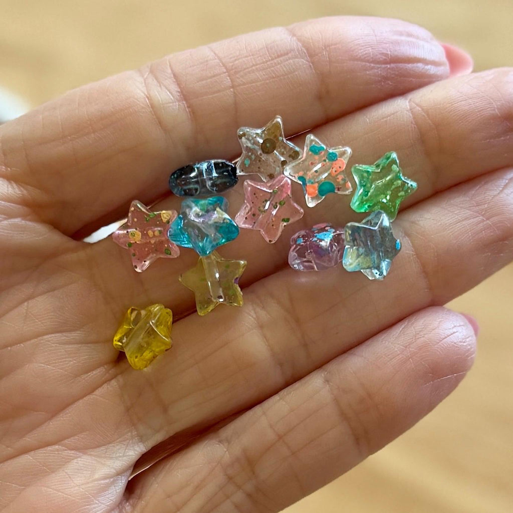100 pcs Acrylic Star Beads, Speckled Paint, 9.5mm, hole: 1.5mm