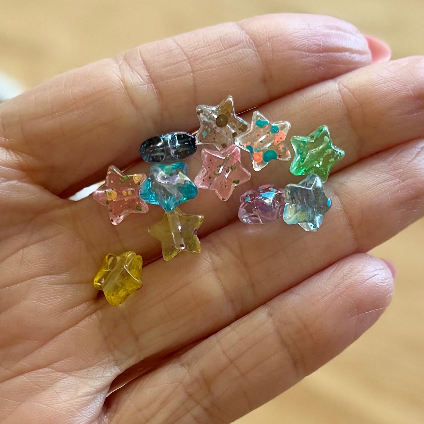 100 pcs Acrylic Star Beads, Speckled Paint, 9.5mm, hole: 1.5mm