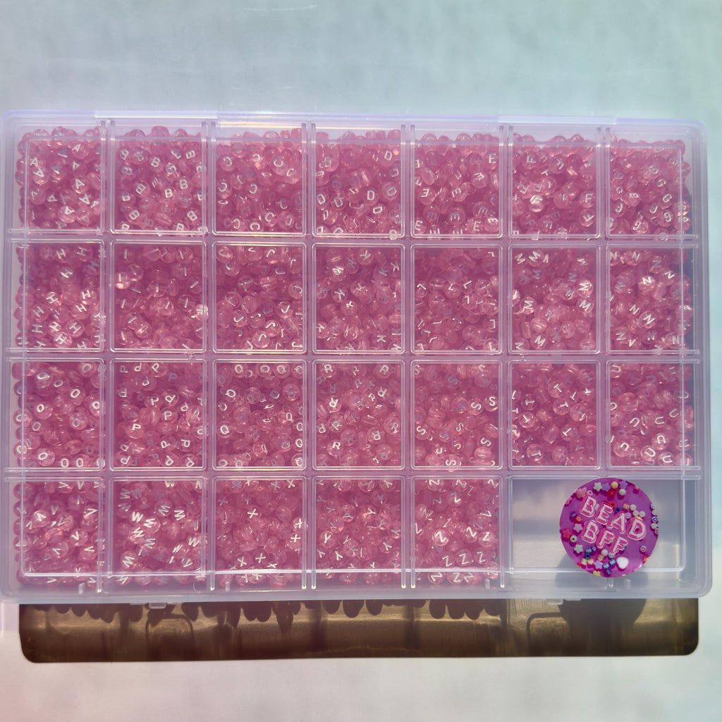 Pink Alphabet Bead Kit (2600 pc): Acrylic Letter Beads for Kandi & Friendship Bracelets