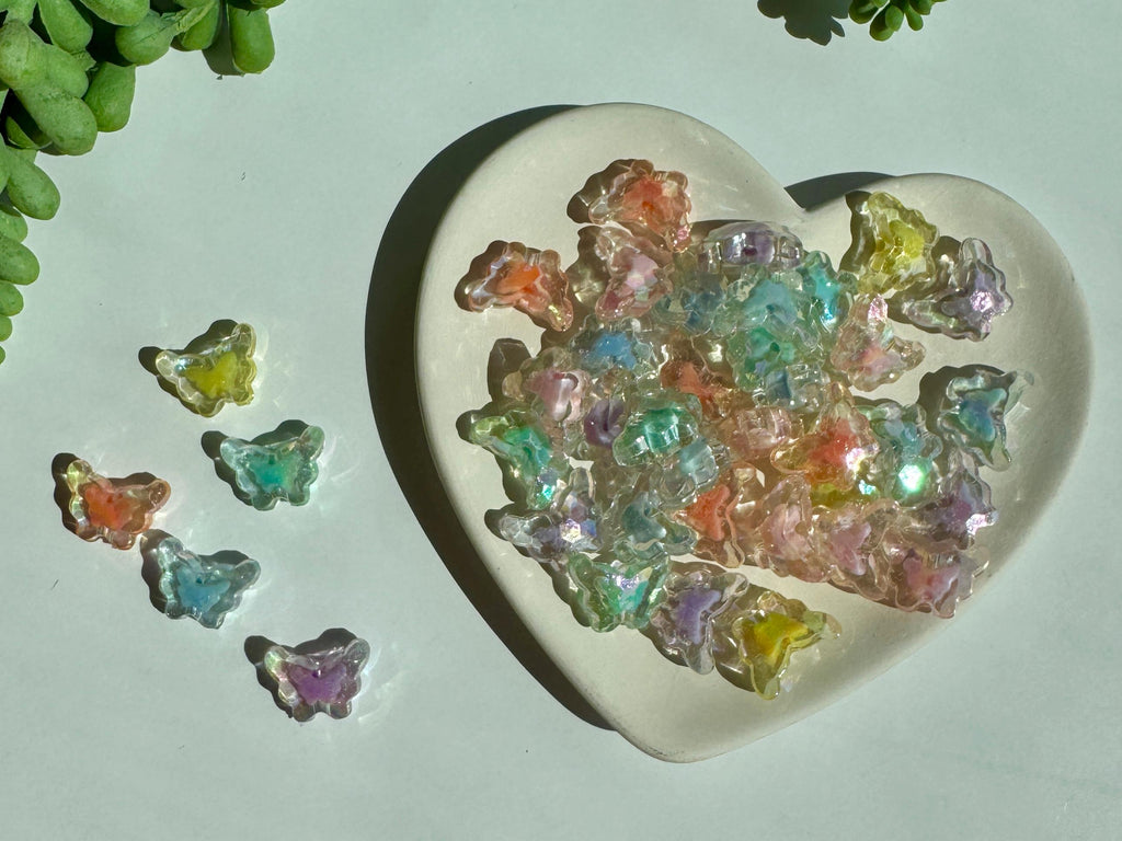 Pastel Double Butterfly Beads, Two-Tone, Kandi Kawaii Colors, Acrylic, 11mm