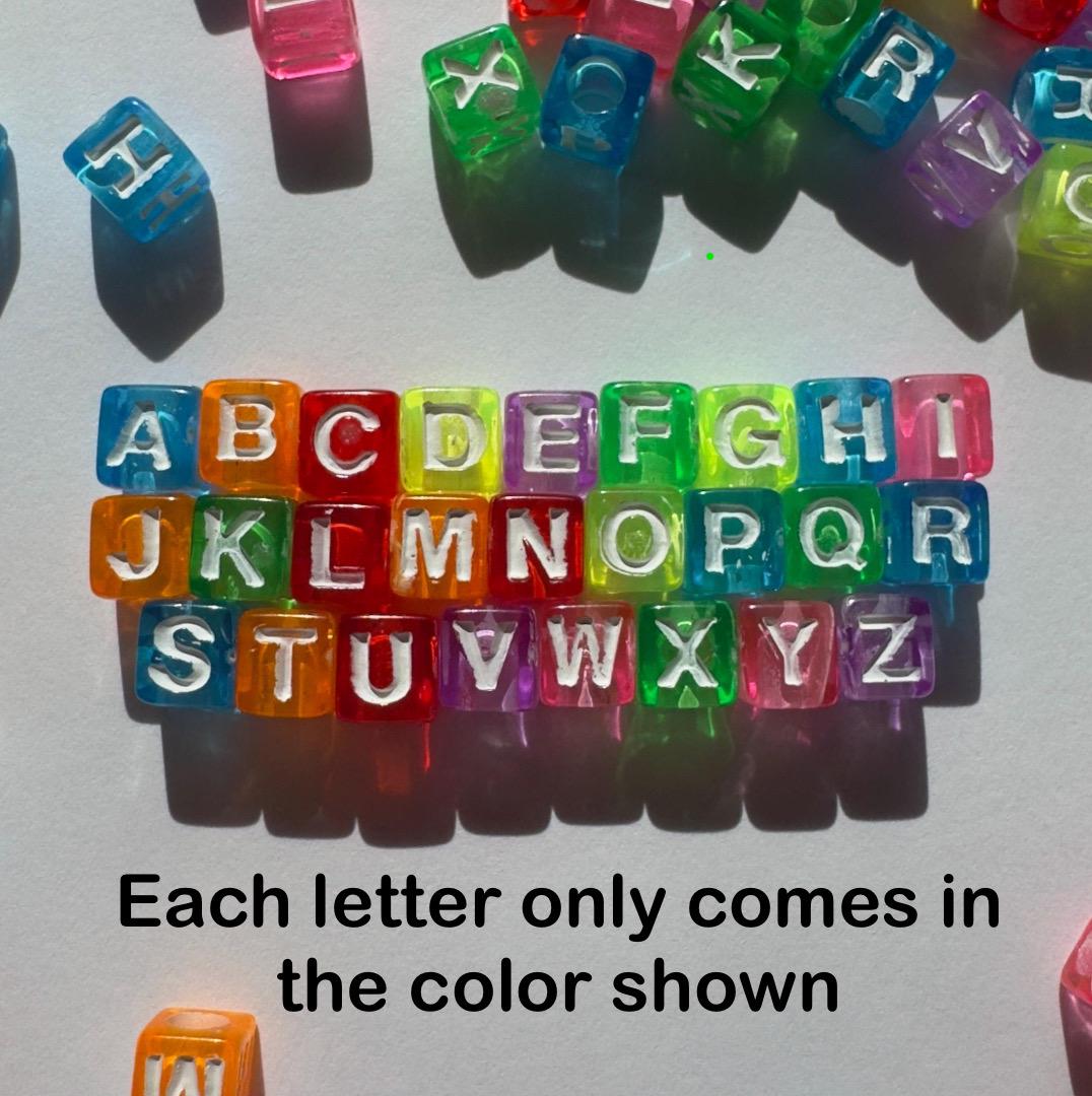 Translucent Alphabet Cube Beads, Vertical Hole, DIY Jewelry Supplies
