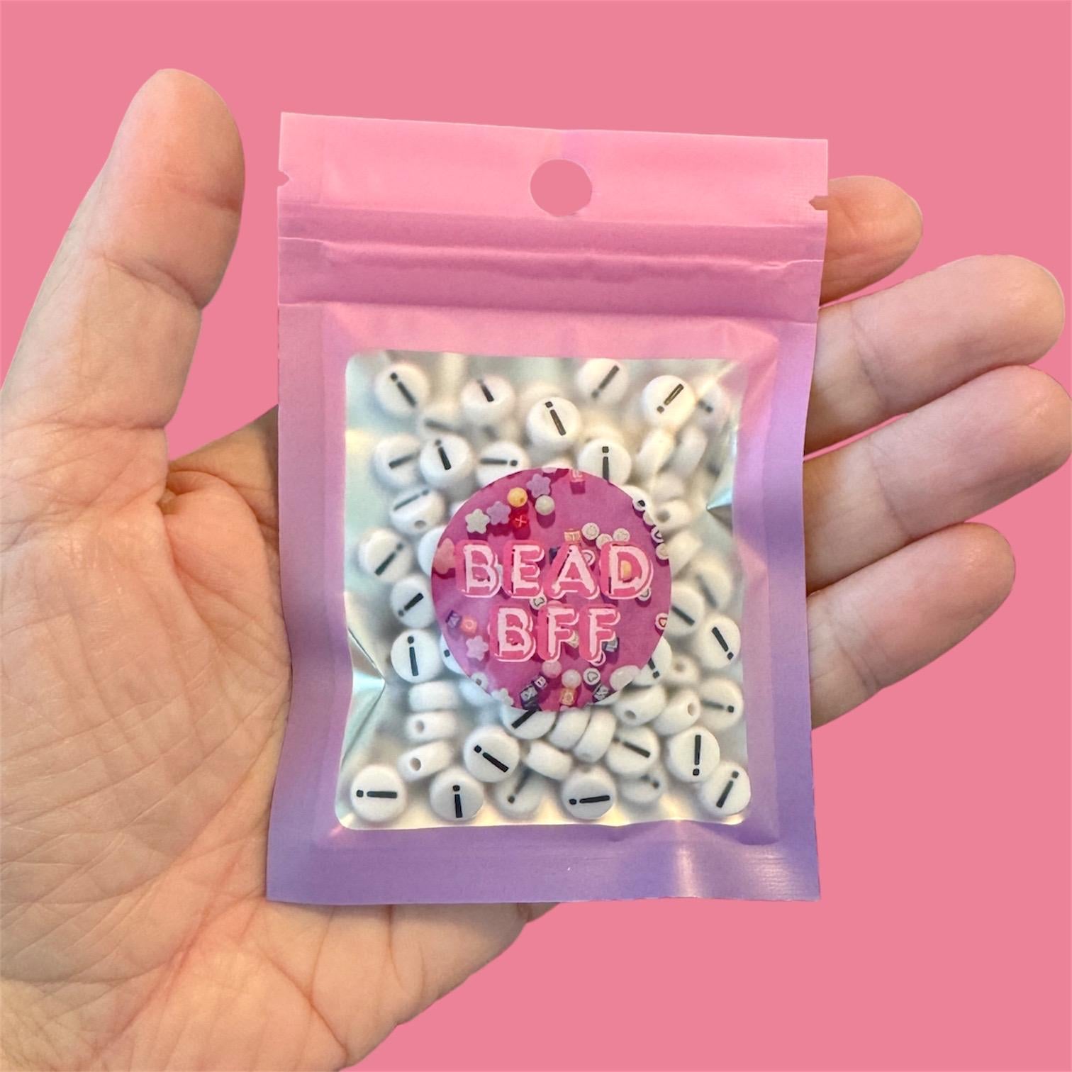 100 White Acrylic Exclamation Point Beads: 7mm DIY Jewelry