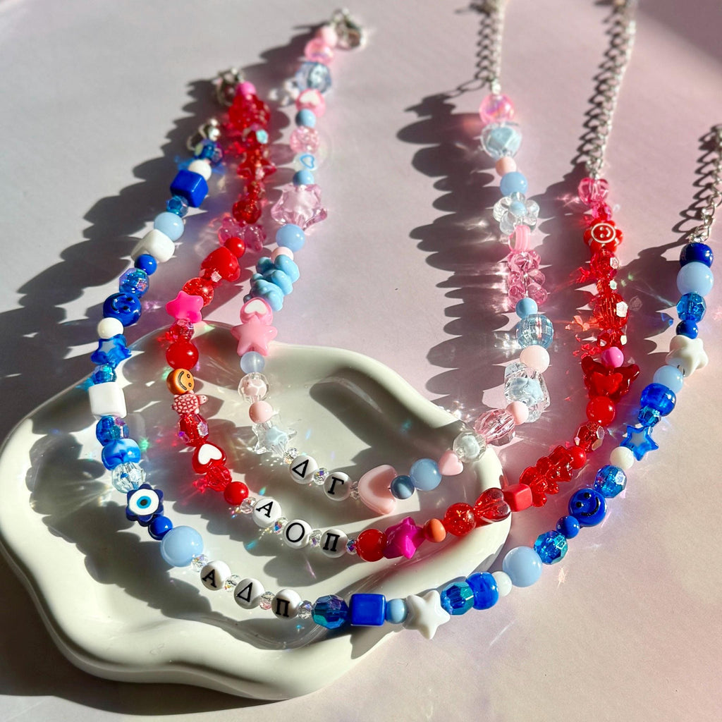 Personalized Sorority Kandi Necklace, Y2K, 90s, 2000s Beaded Choker