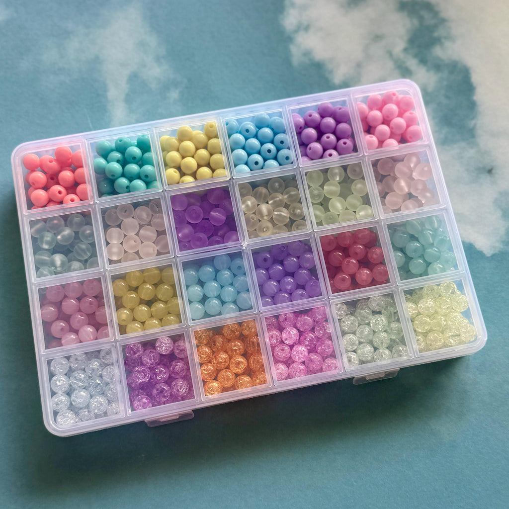 8mm Acrylic Bead Box, Rainbow Colors, 600pcs