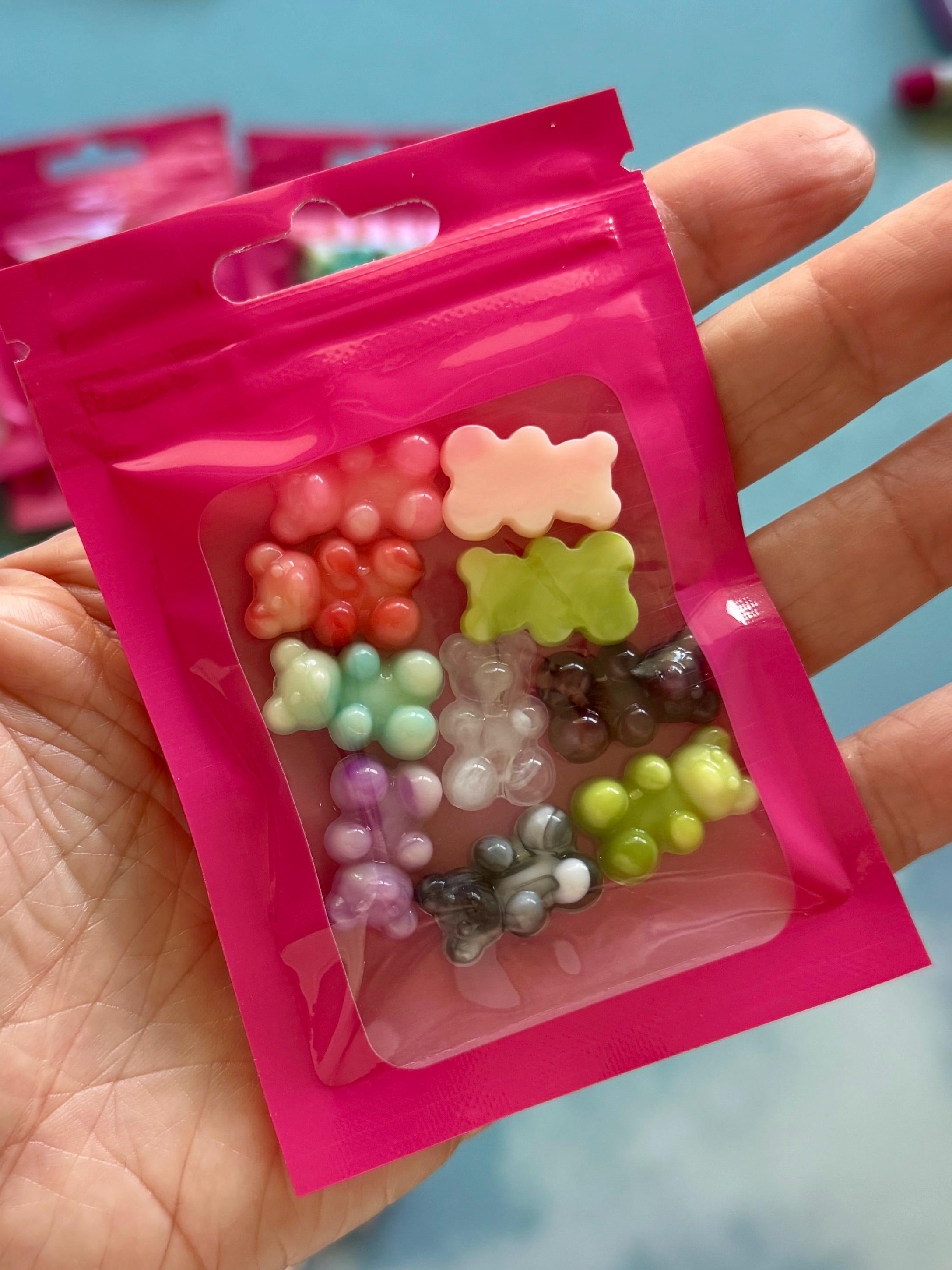10 pcs Faux Gemstone Teddy Gummy Bear Beads, 18.5mm, 1.6mm hole
