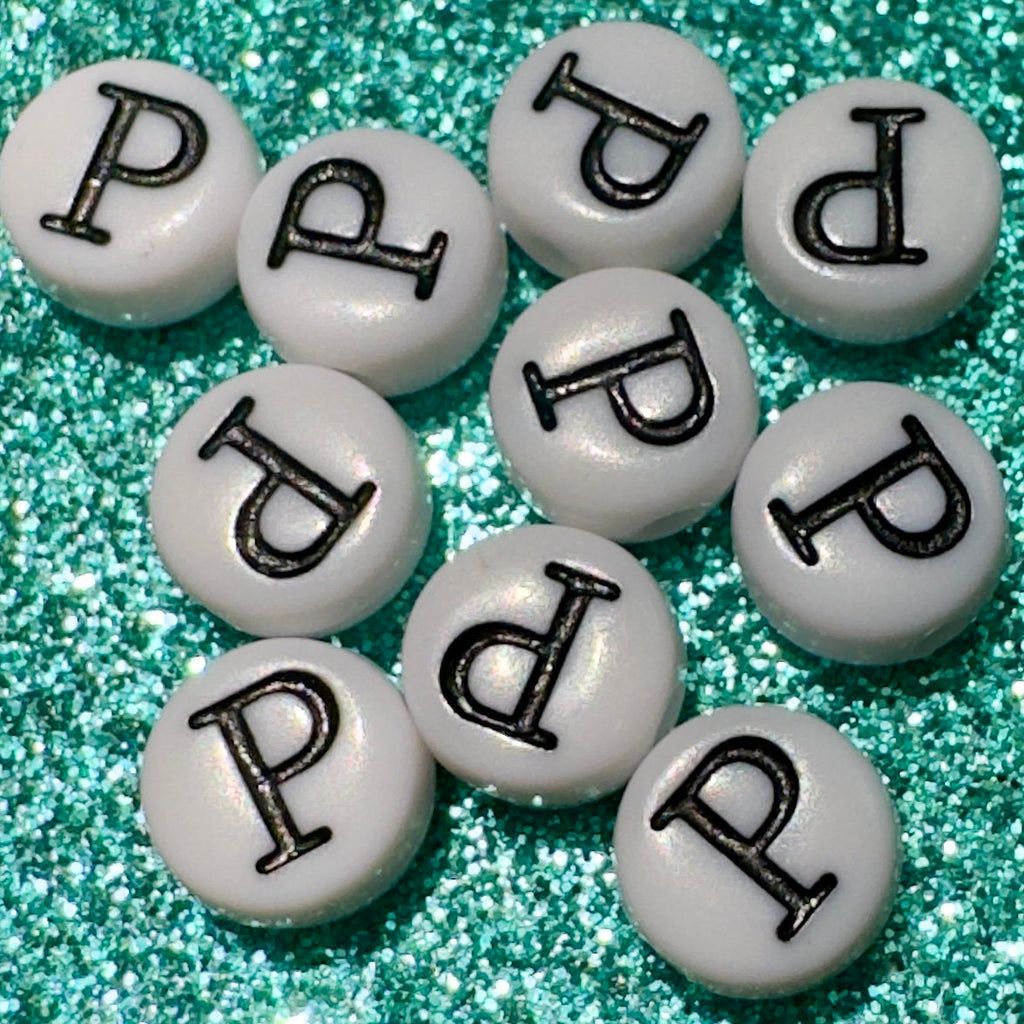 Rho Greek Letter Beads: DIY Sorority Bracelet Accessories. 7mm, 100 pc