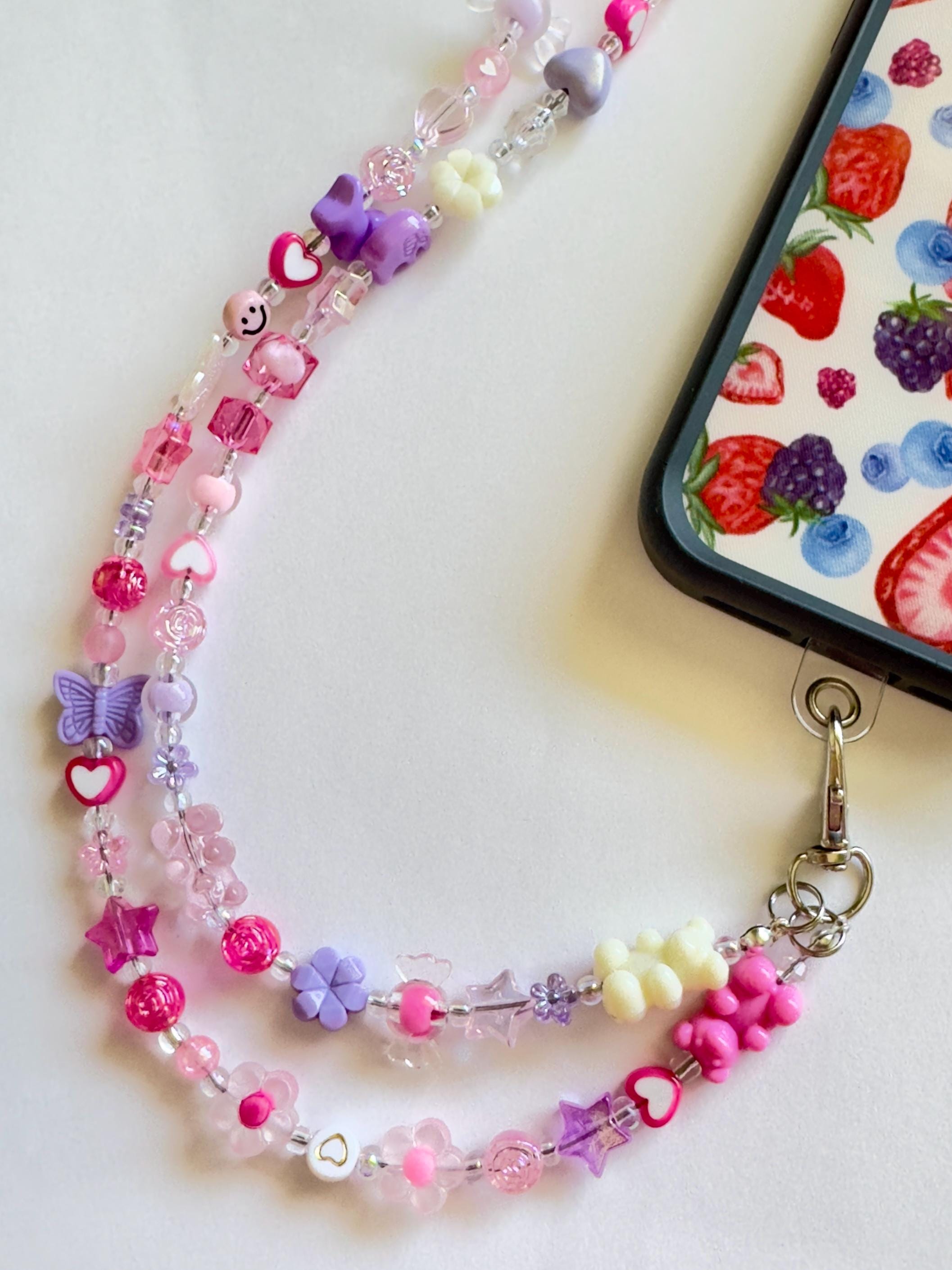 Custom Beaded Phone Strap: Y2K Kandi Kidcore Crossbody, 27"