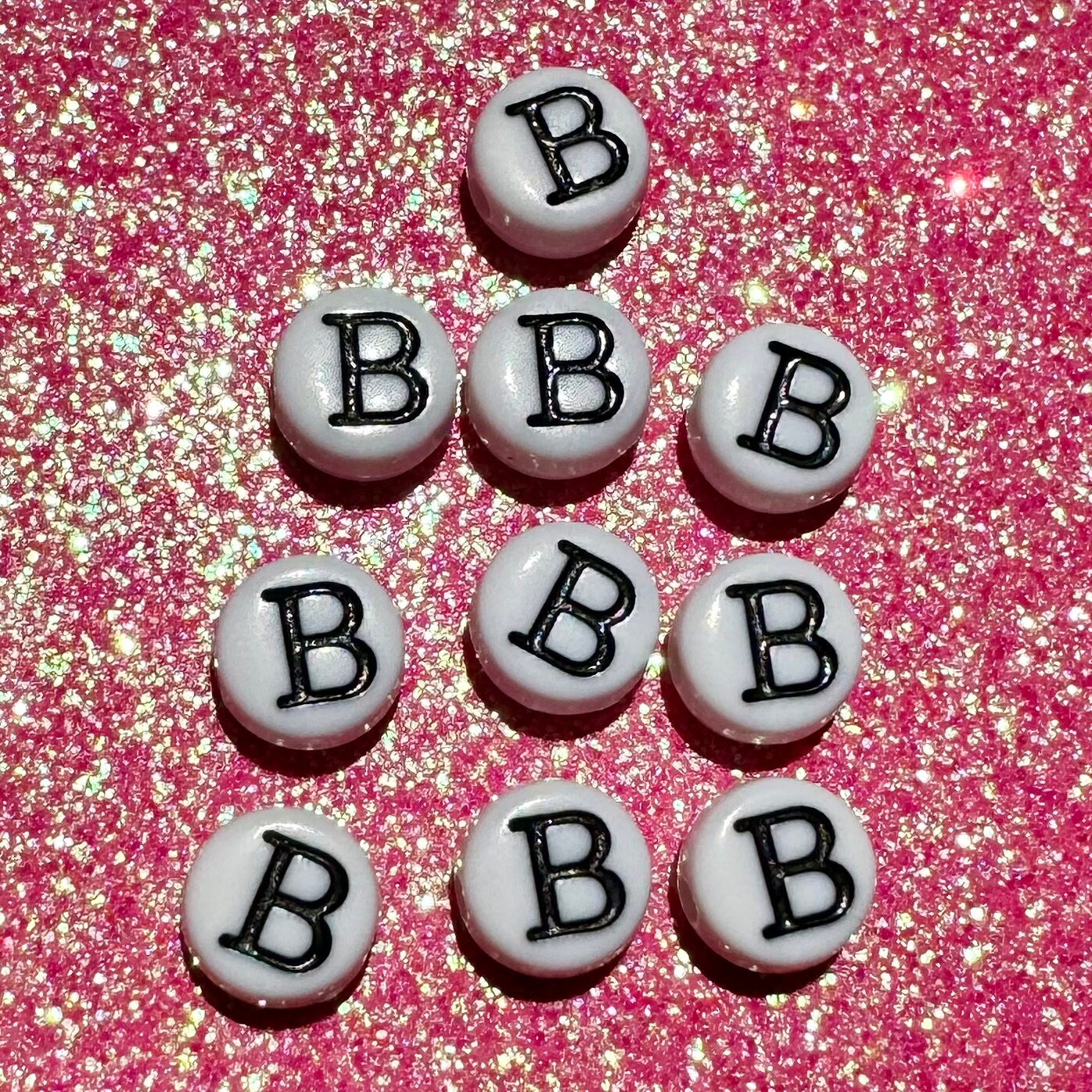 100 Greek Letter Beads: Beta 'B' Acrylic Coin Beads (7mm)