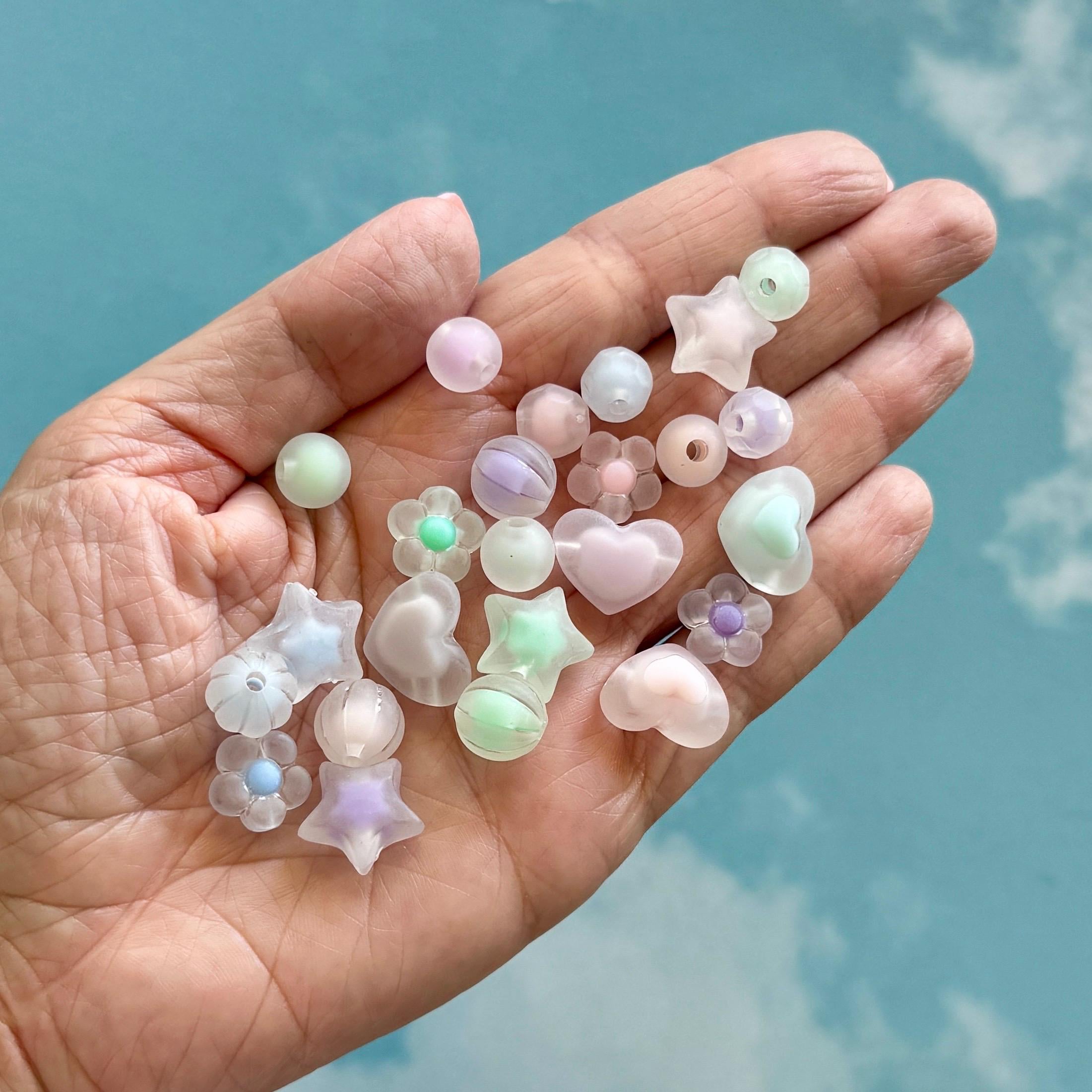 40pcs Frosted Kawaii Bead Mix, Acrylic