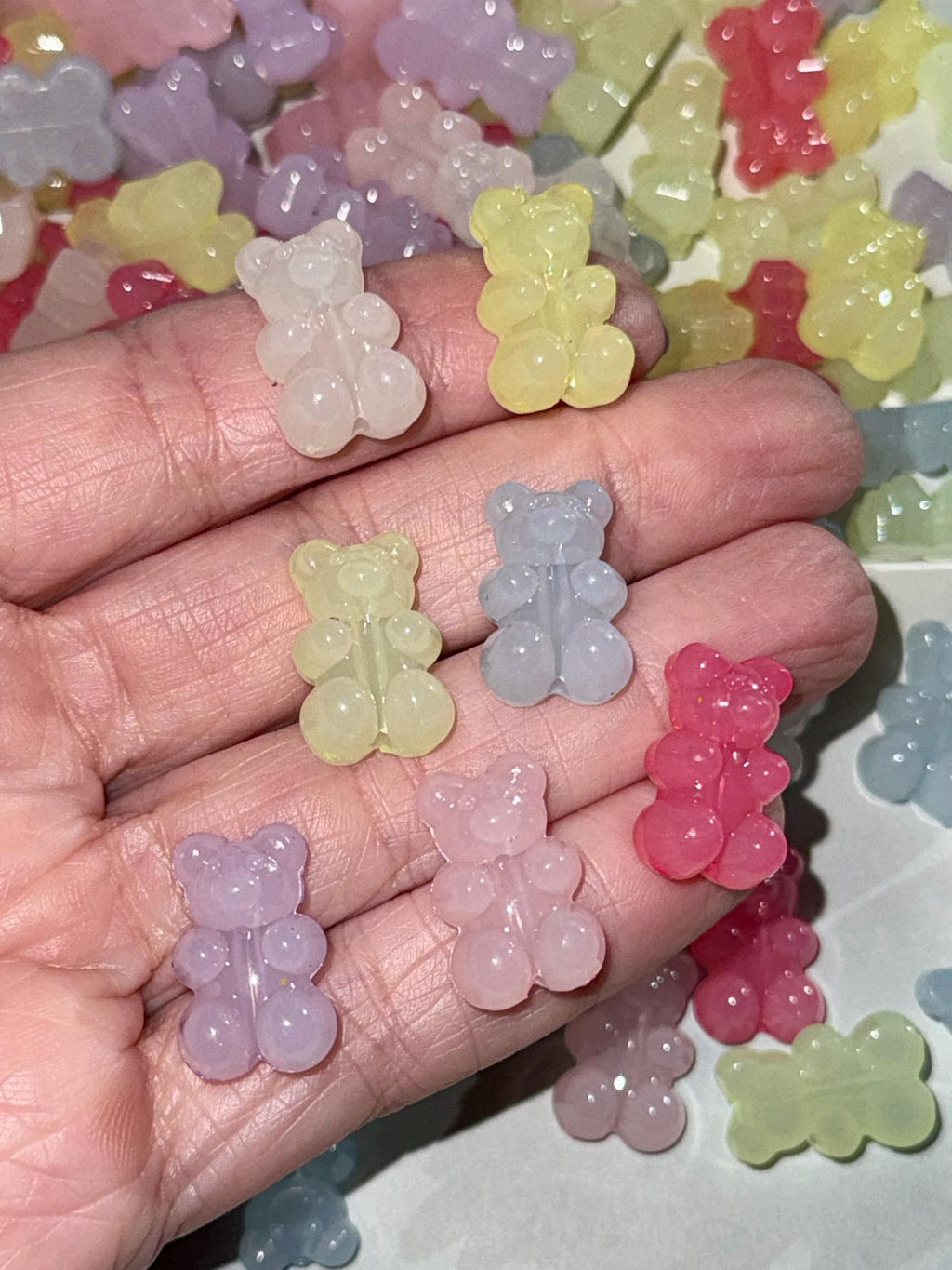 Milky Gummy Teddy Bear Beads, 20 piece set, 18.5mm, Acrylic