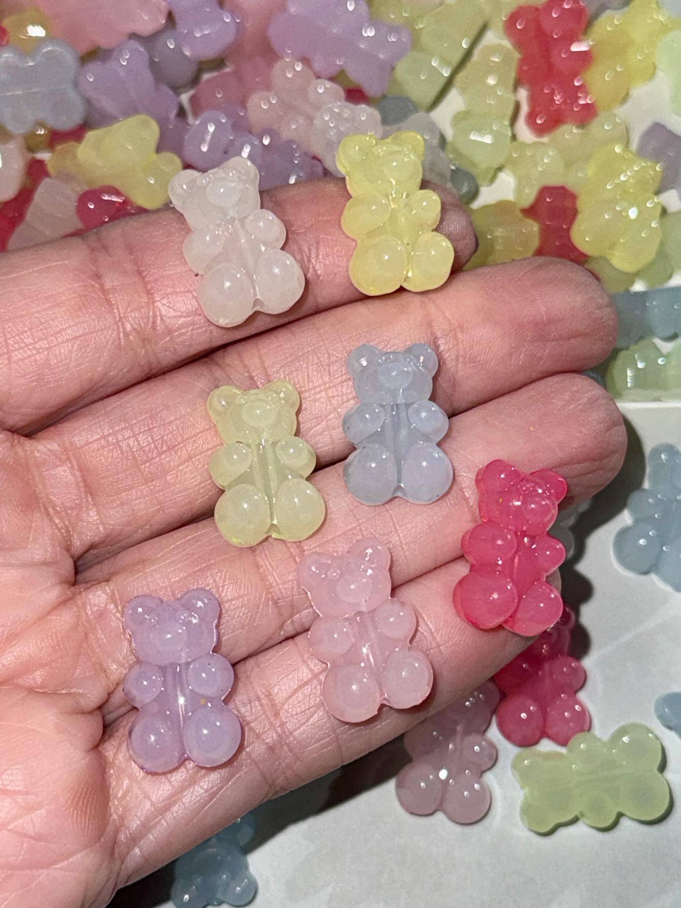 Milky Gummy Teddy Bear Beads, 20 piece set, 18.5mm, Acrylic