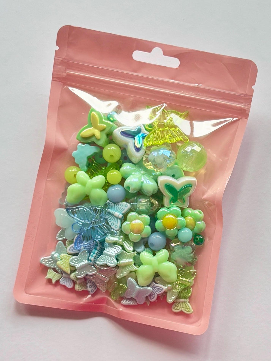 Butterfly Bead and Charm Mix, Acrylic, Pastel Y2K Bead Set, 100 pcs
