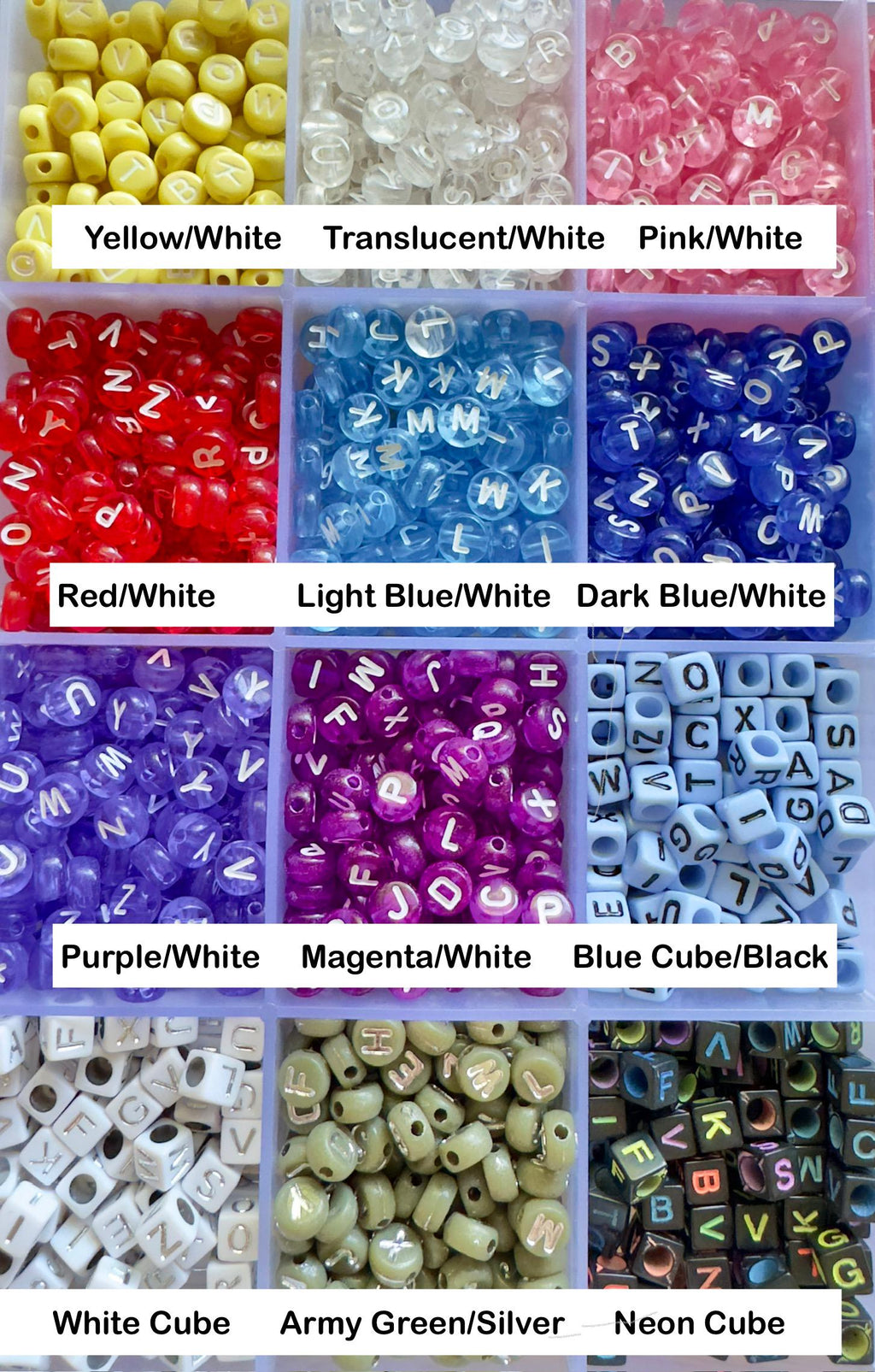 Colorful Acrylic Alphabet Beads: DIY Jewelry, Kandi, Kid Crafts, 260 pc (10 of each letter)