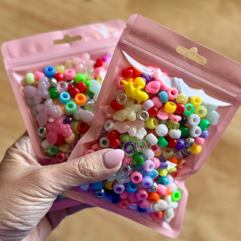Cute Kandi Bead Mix, 2.6 oz of Pony Beads, Dinos, and Butterflies