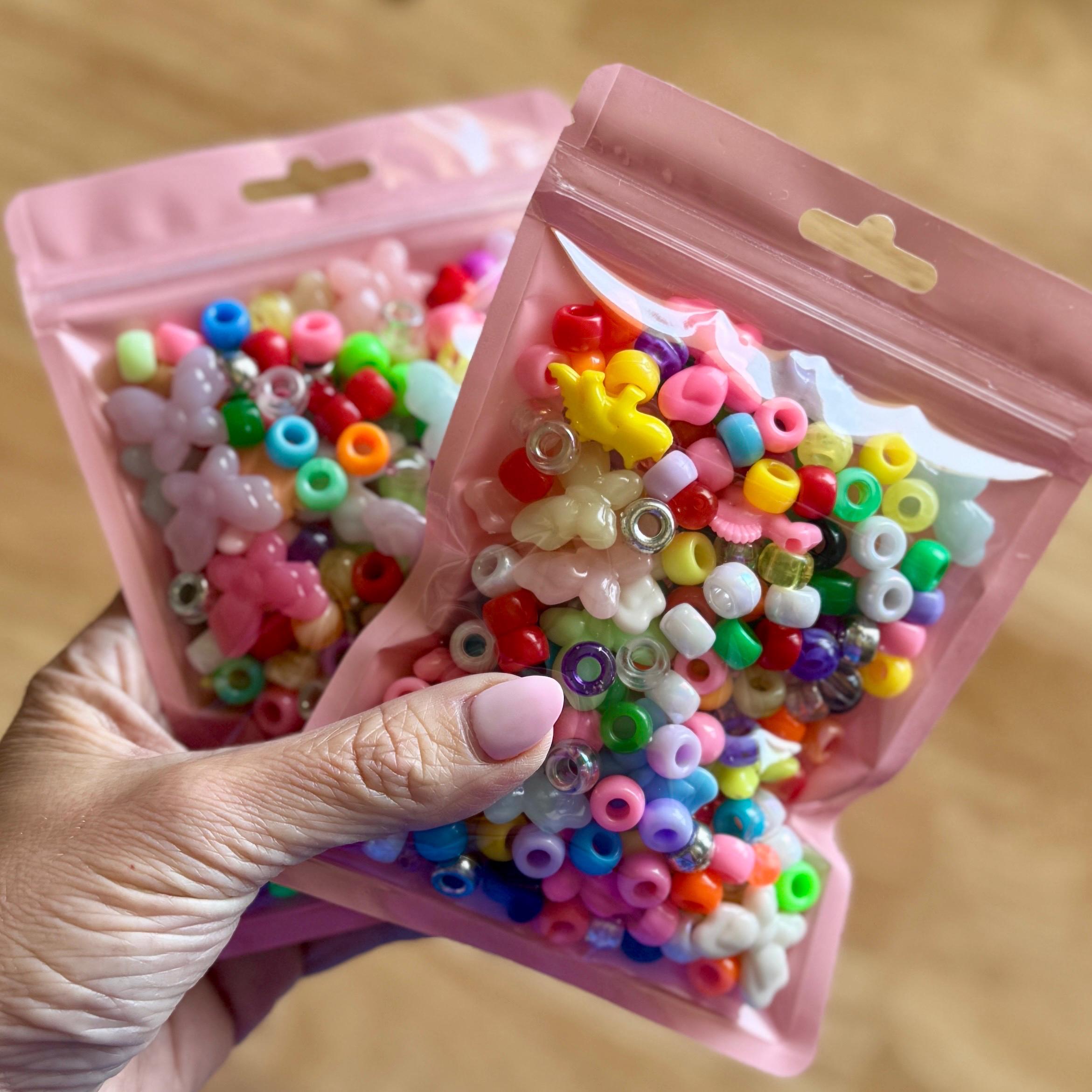 Cute Kandi Bead Mix, 2.6 oz of Pony Beads, Dinos, and Butterflies