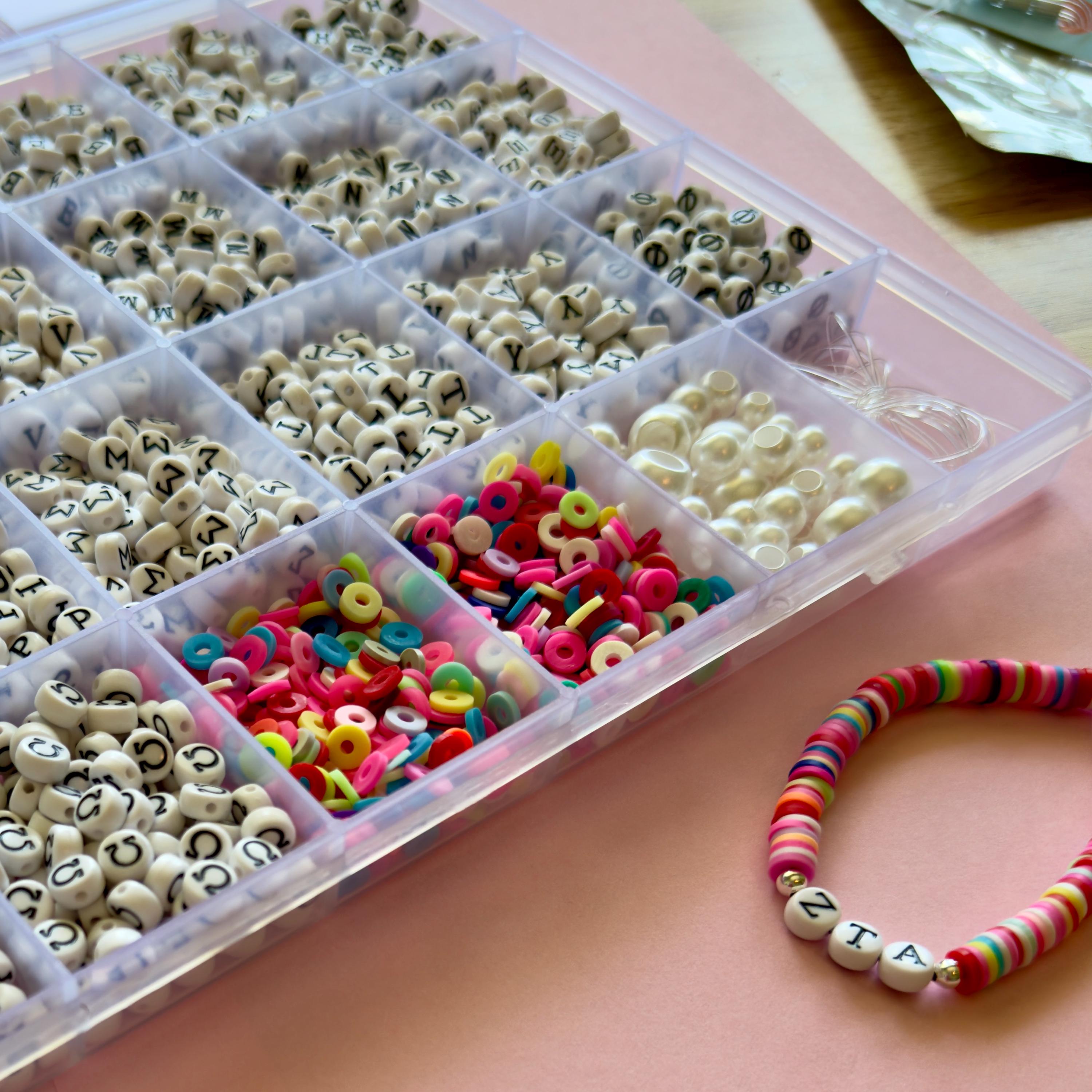 Greek Alphabet Bead Kit: Sorority Fraternity Jewelry, Friendship Bracelets (2400 pcs, 7x4mm)