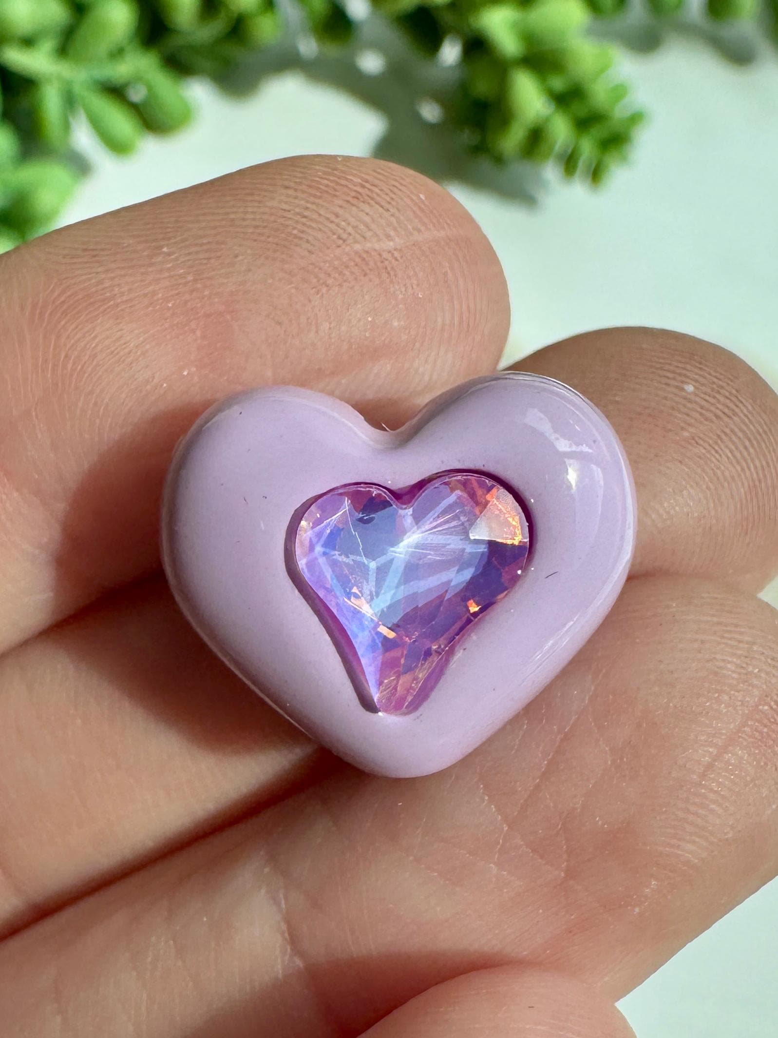 Rhinestone Heart Beads, 15.5mm, Hole: 3mm, 10 pieces