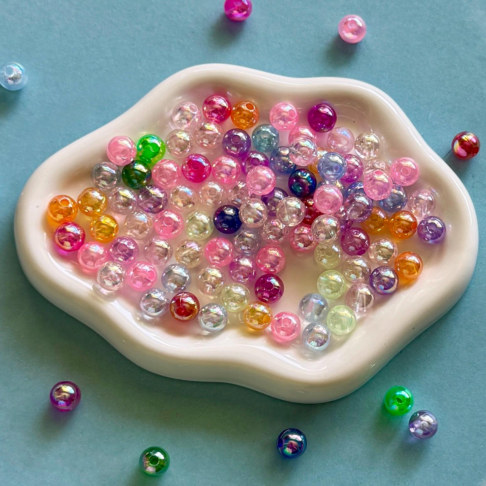 100 pcs 8mm Mixed AB Spacer Round Beads, Hole: 2mm