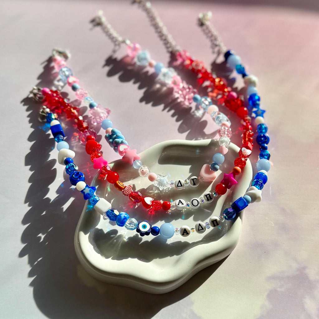Personalized Sorority Kandi Necklace, Y2K, 90s, 2000s Beaded Choker