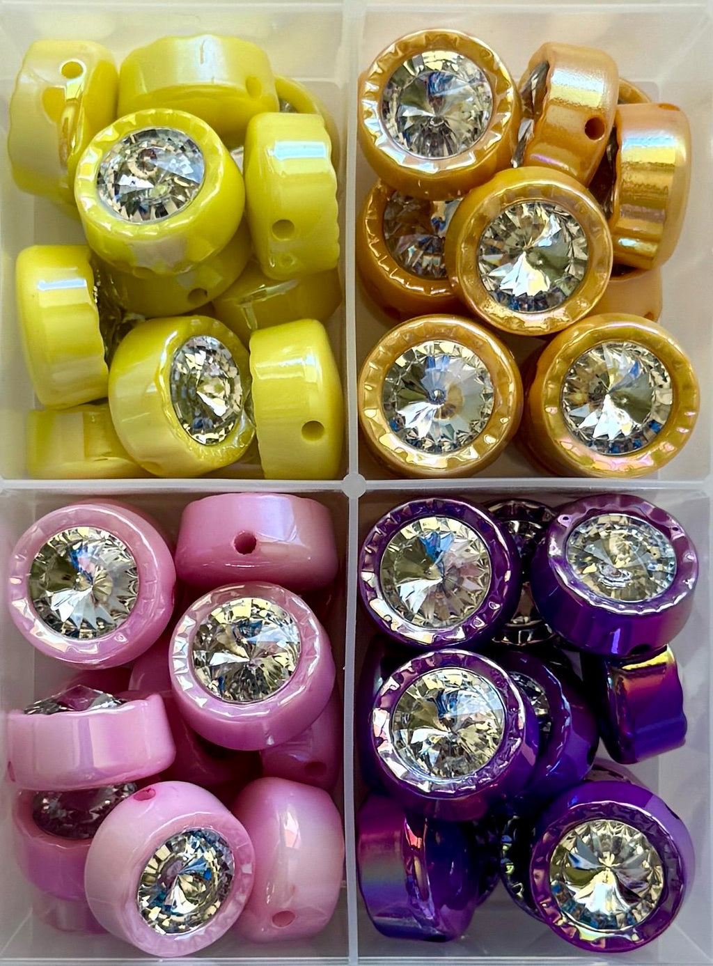 Iridescent Rhinestone Acrylic Bead for Kandi, Kawaii, DIY Jewelry (20.5mm, 2.5mm Hole), 1 piece