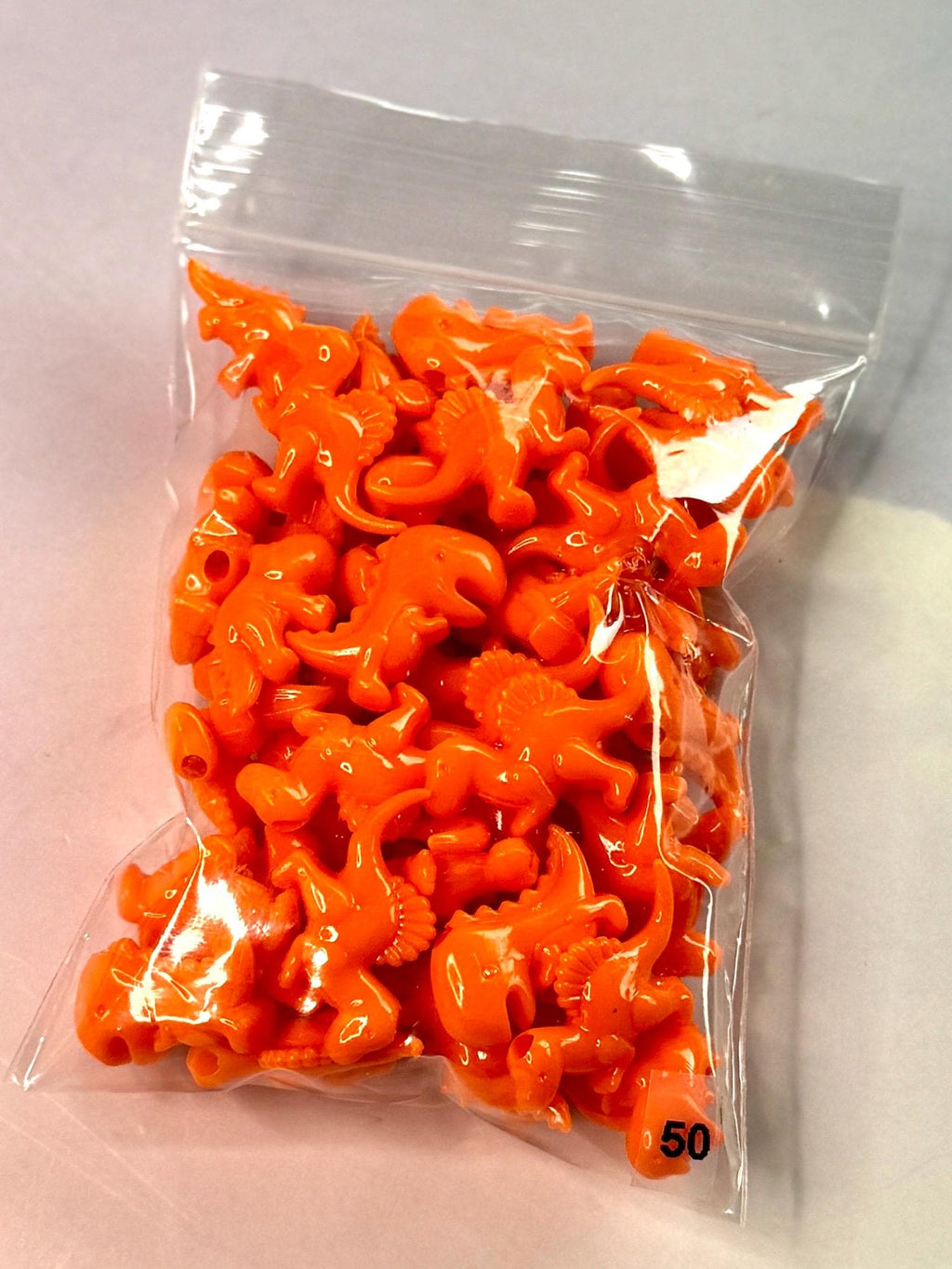 50 pcs Orange Acrylic Dinosaur Beads: Kidcore Crafting, Y2K Jewelry, Kandi