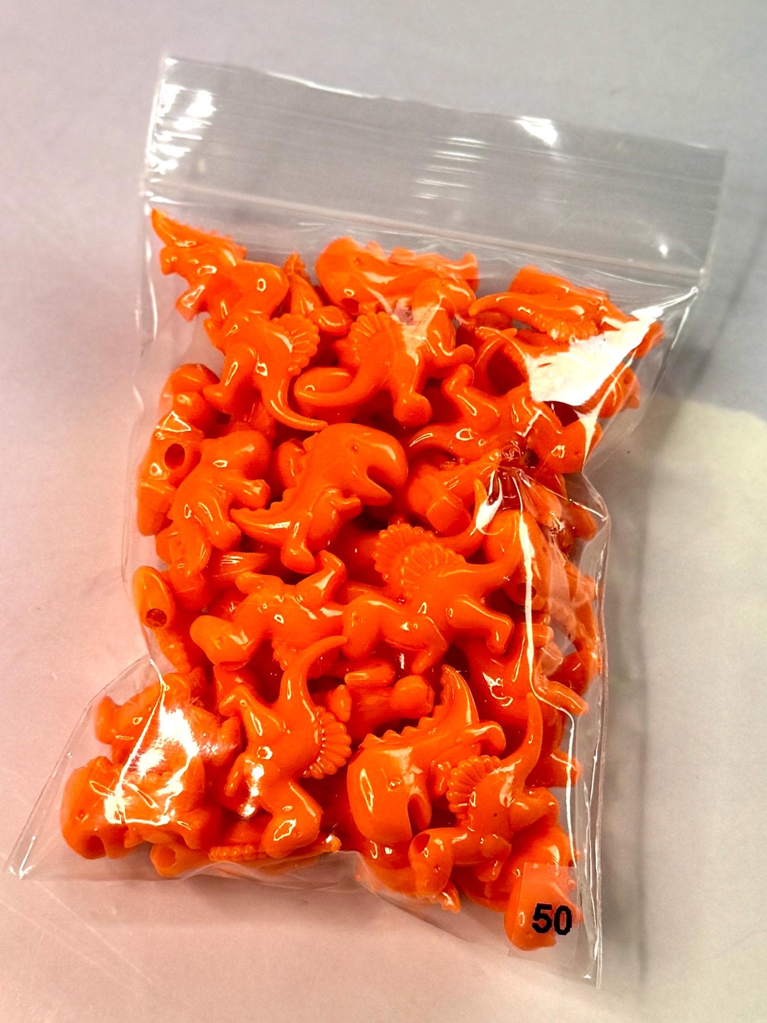 50 pcs Orange Acrylic Dinosaur Beads: Kidcore Crafting, Y2K Jewelry, Kandi