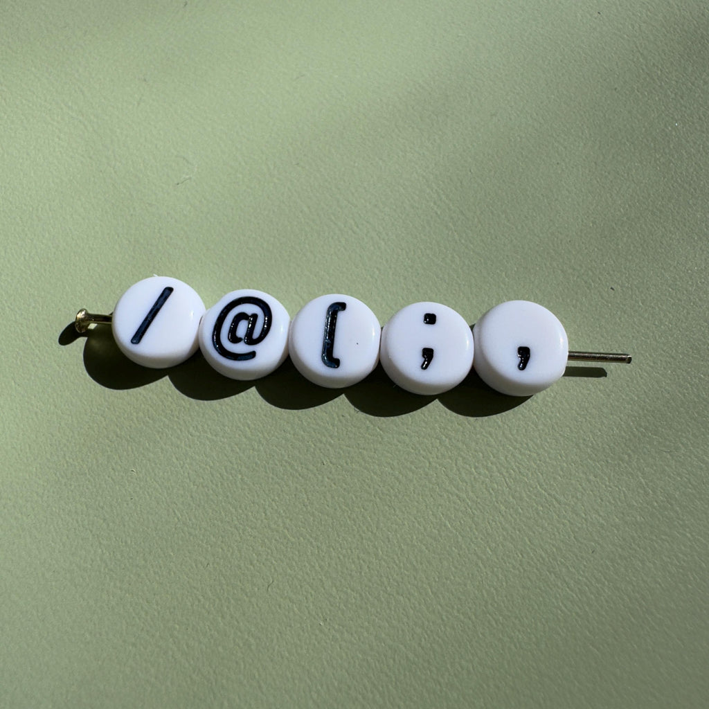 Punctuation Symbol Beads: 7mm White Acrylic DIY Jewelry - 50 Pieces