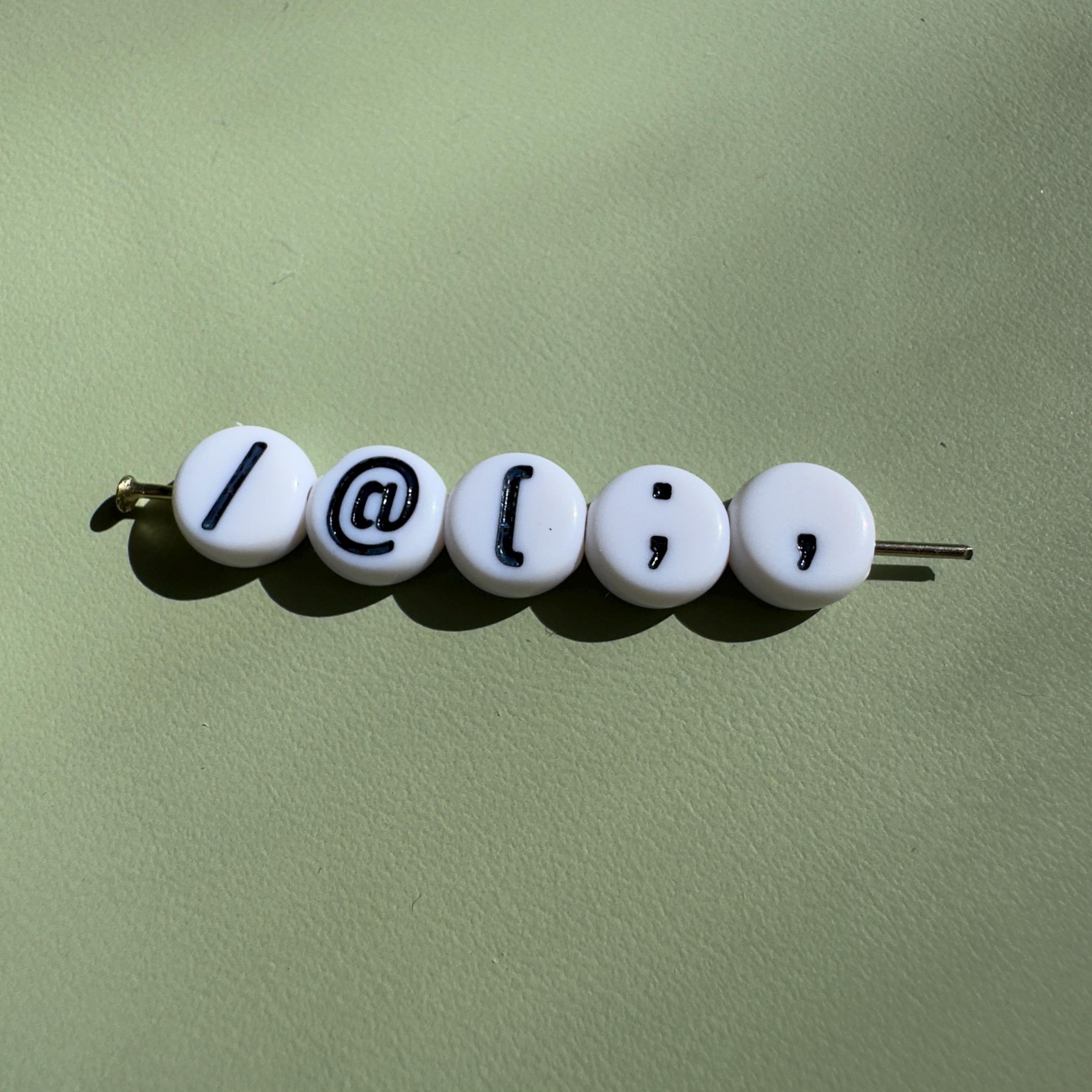 Punctuation Symbol Beads: 7mm White Acrylic DIY Jewelry - 50 Pieces