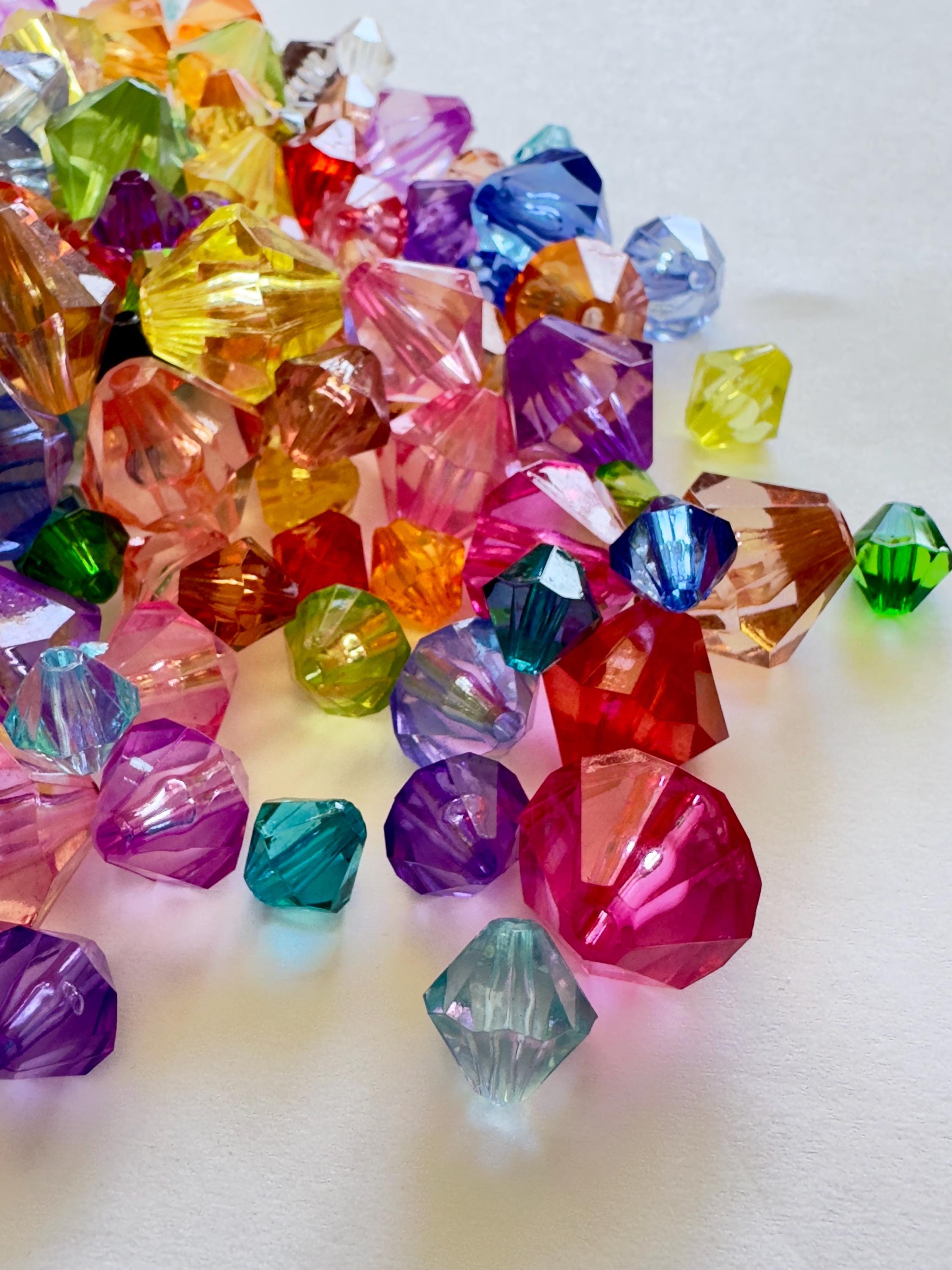 50g Acrylic Bicone Beads Lot, DIY Jewelry Supplies (10-18mm)