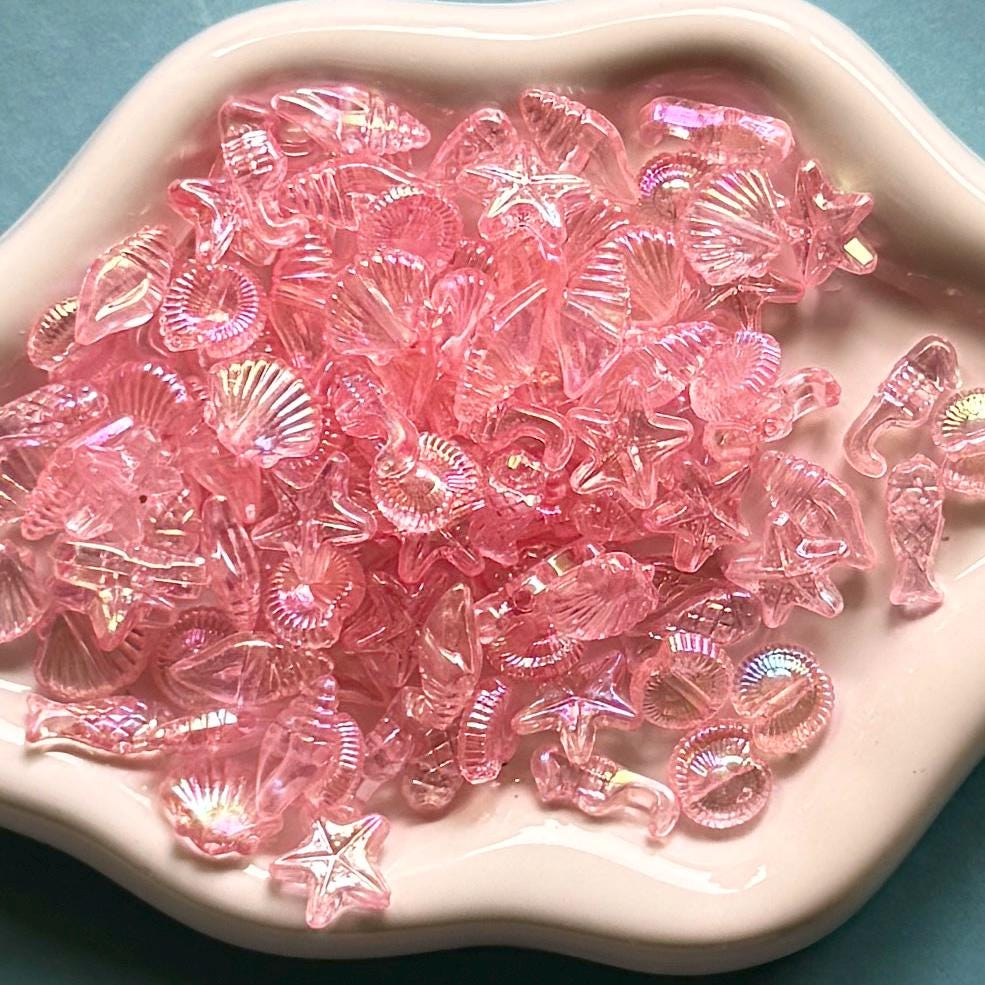 Marine Life Beads, 100 pcs, Acrylic, Hole: 1.5mm