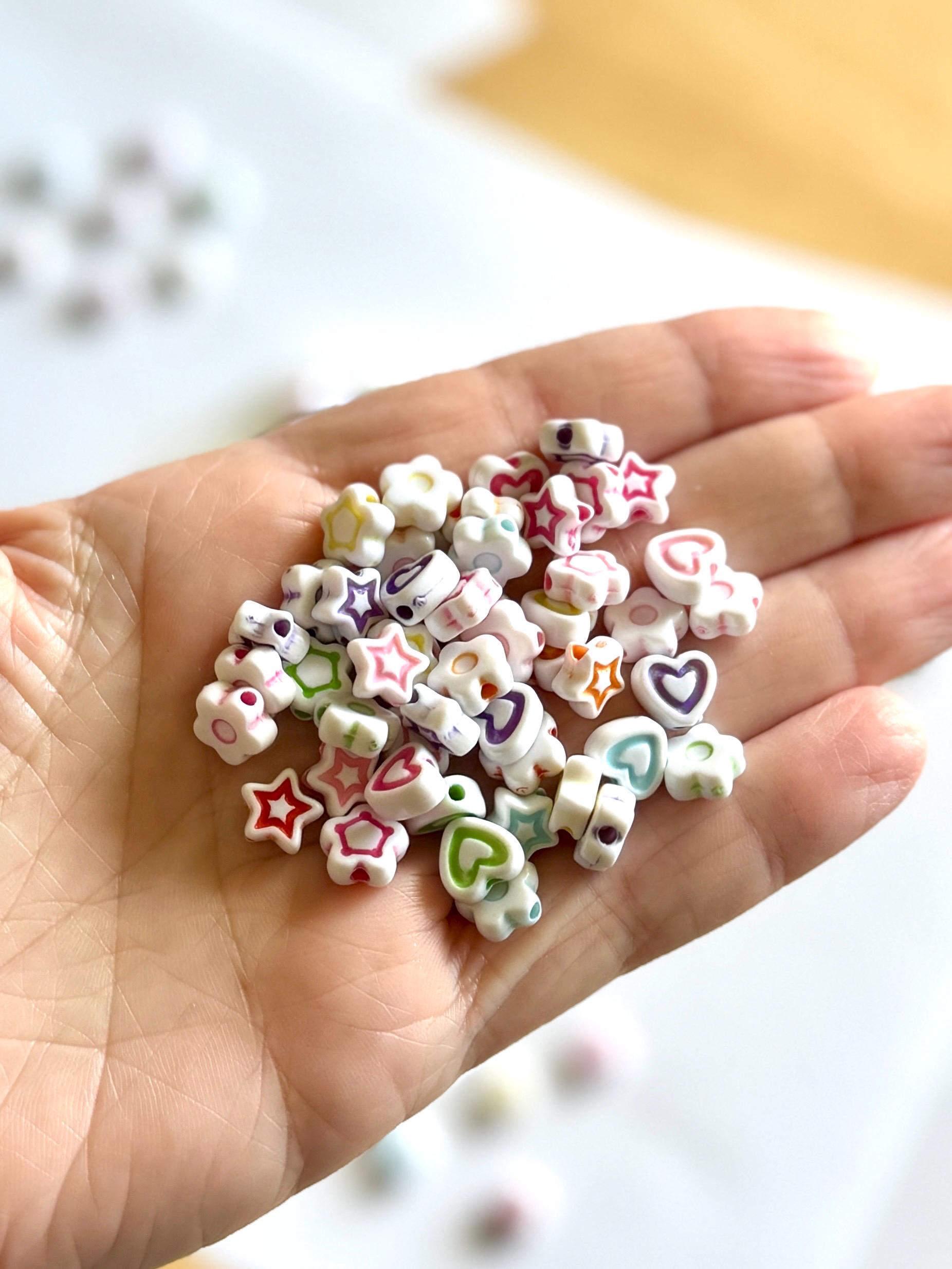 100pcs Craft Mix Beads: Star, Flower, Constellation, Heart for Crafting Kandi + Kids