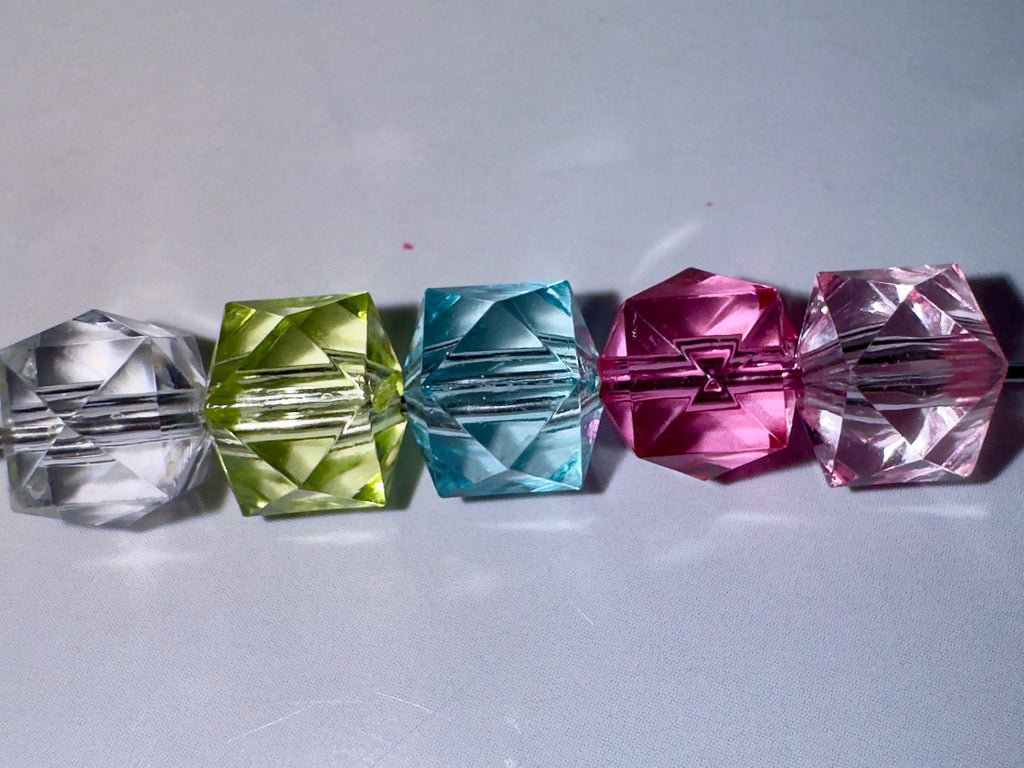 Faceted Square Acrylic Ice Cube Beads: DIY Jewelry Making, 8mm, 50pcs