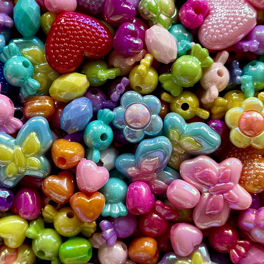 Bead Bags! Mystery Kawaii Kandi Kidcore Color-Themed Bags of Beads, Bead Scoop, 100 pcs