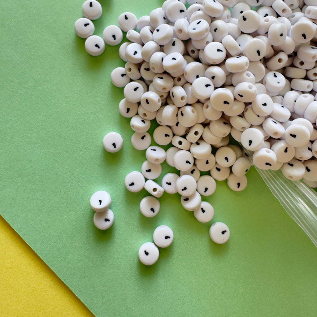 Comma Punctuation Beads: White Acrylic DIY Jewelry (7x4mm)