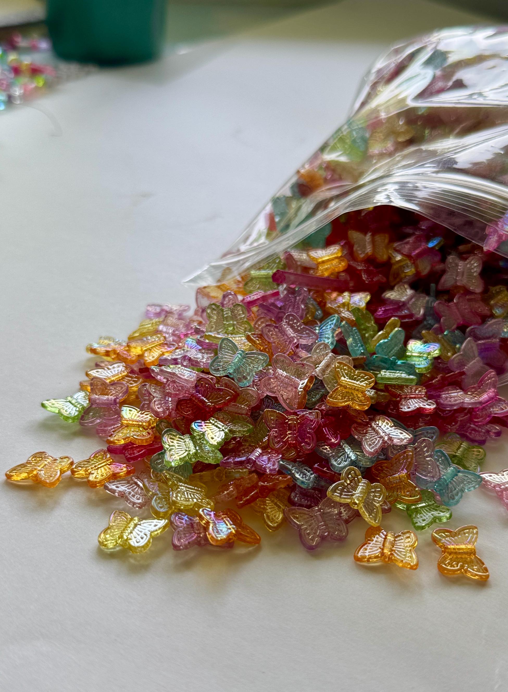 Butterfly Beads, AB Coating, 50pcs