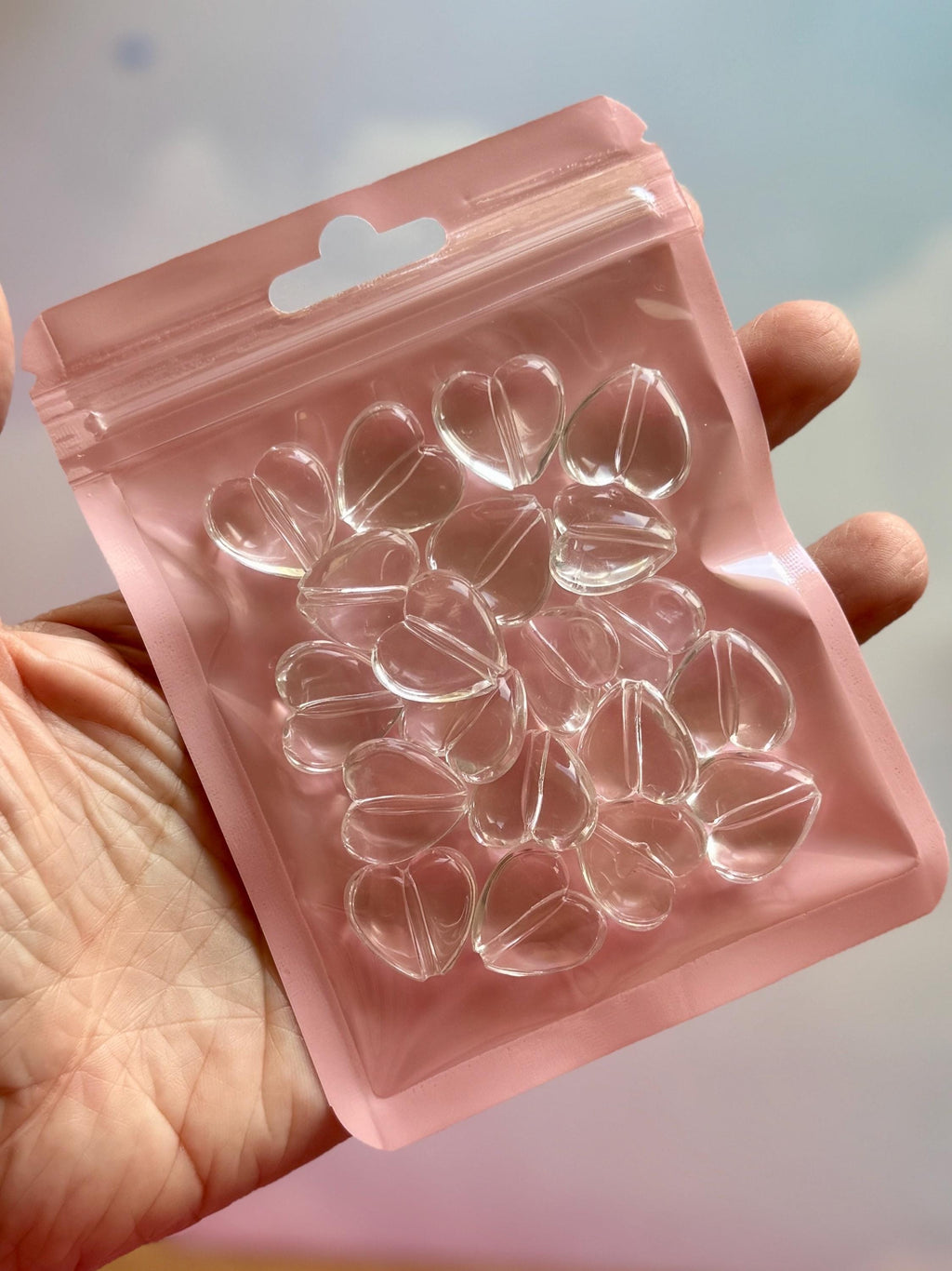 Transparent Heart Bead, Acrylic, 17x18x8mm, Hole: 2mm, 20 pcs