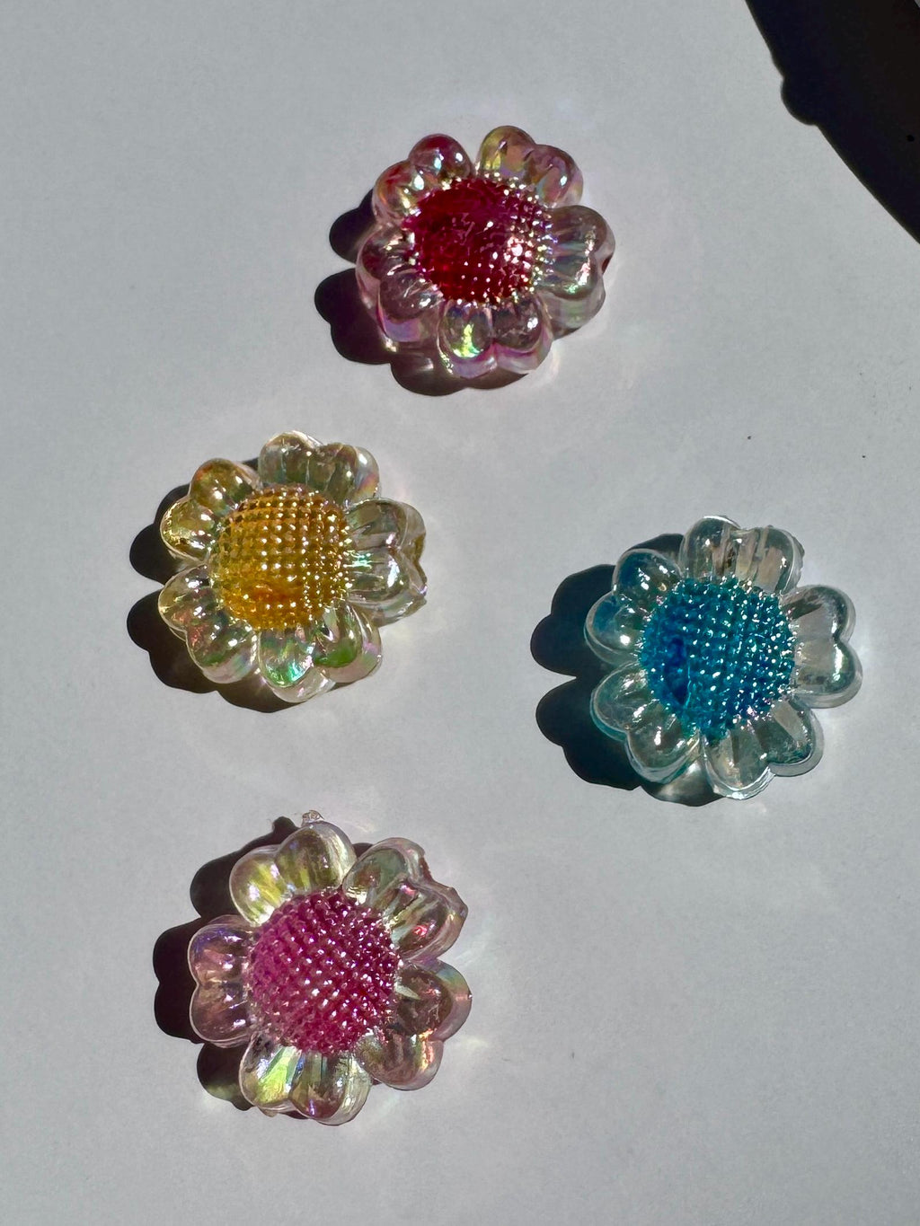 Sunflower Beads, Acrylic, AB Bead in Bead, Mixed Colors, 16mm, Hole: 2mm, 10 pcs