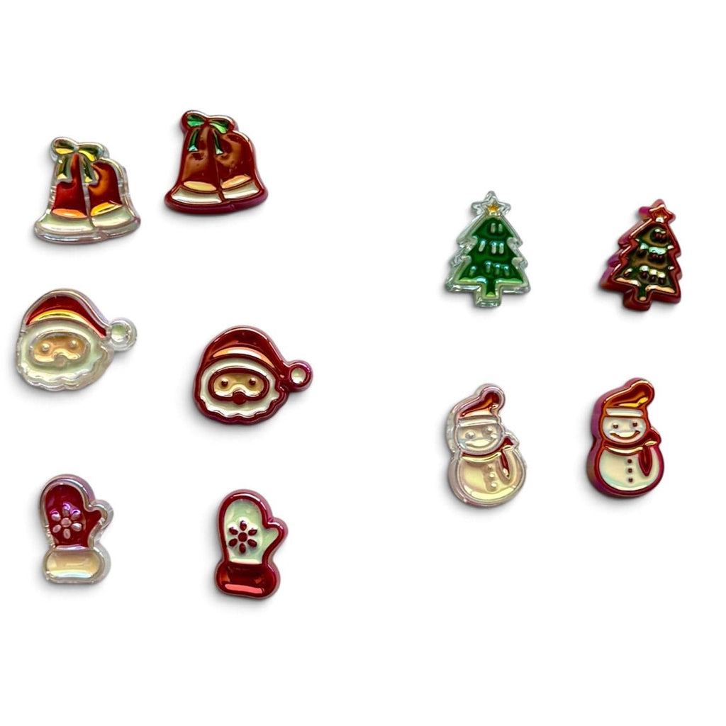 Christmas Beads! Horizontal Hole, Chunky UV Plated with Enamel, 1 pc, Hole: 3.5mm, 22mm