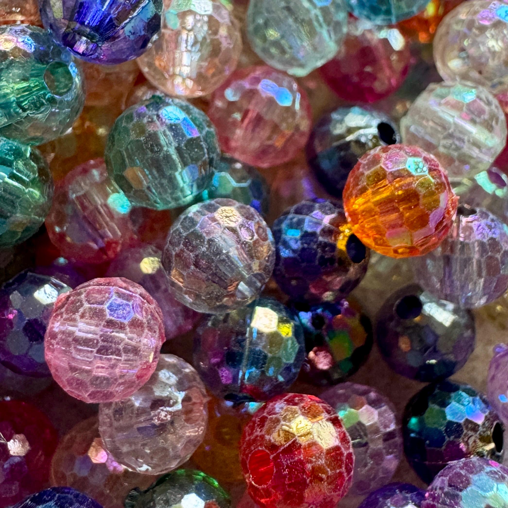 100 pcs 6mm Mixed Faceted AB Spacer Round Beads
