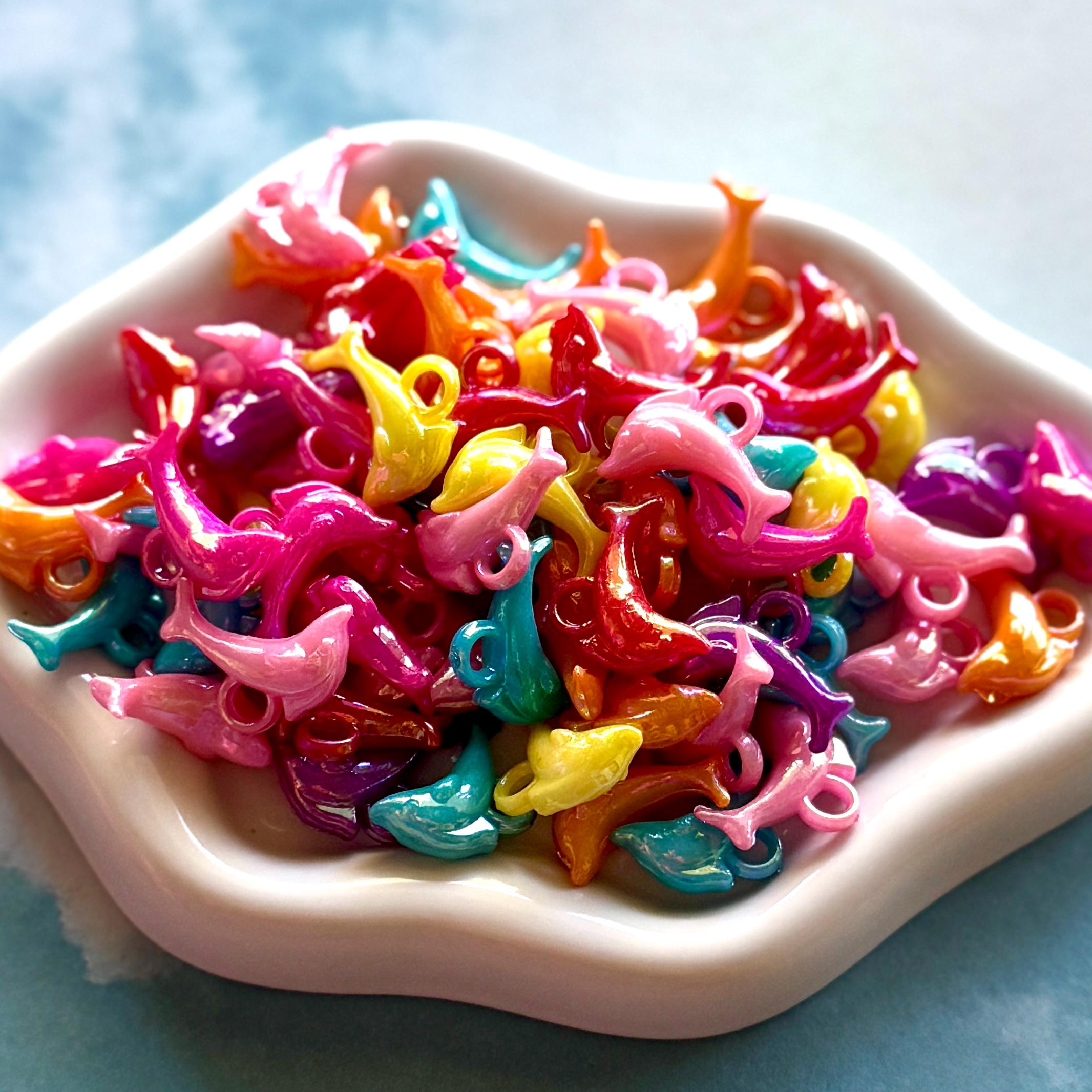 AB Dolphin Charms, 18mm, Hole: 3mm, 50 pcs