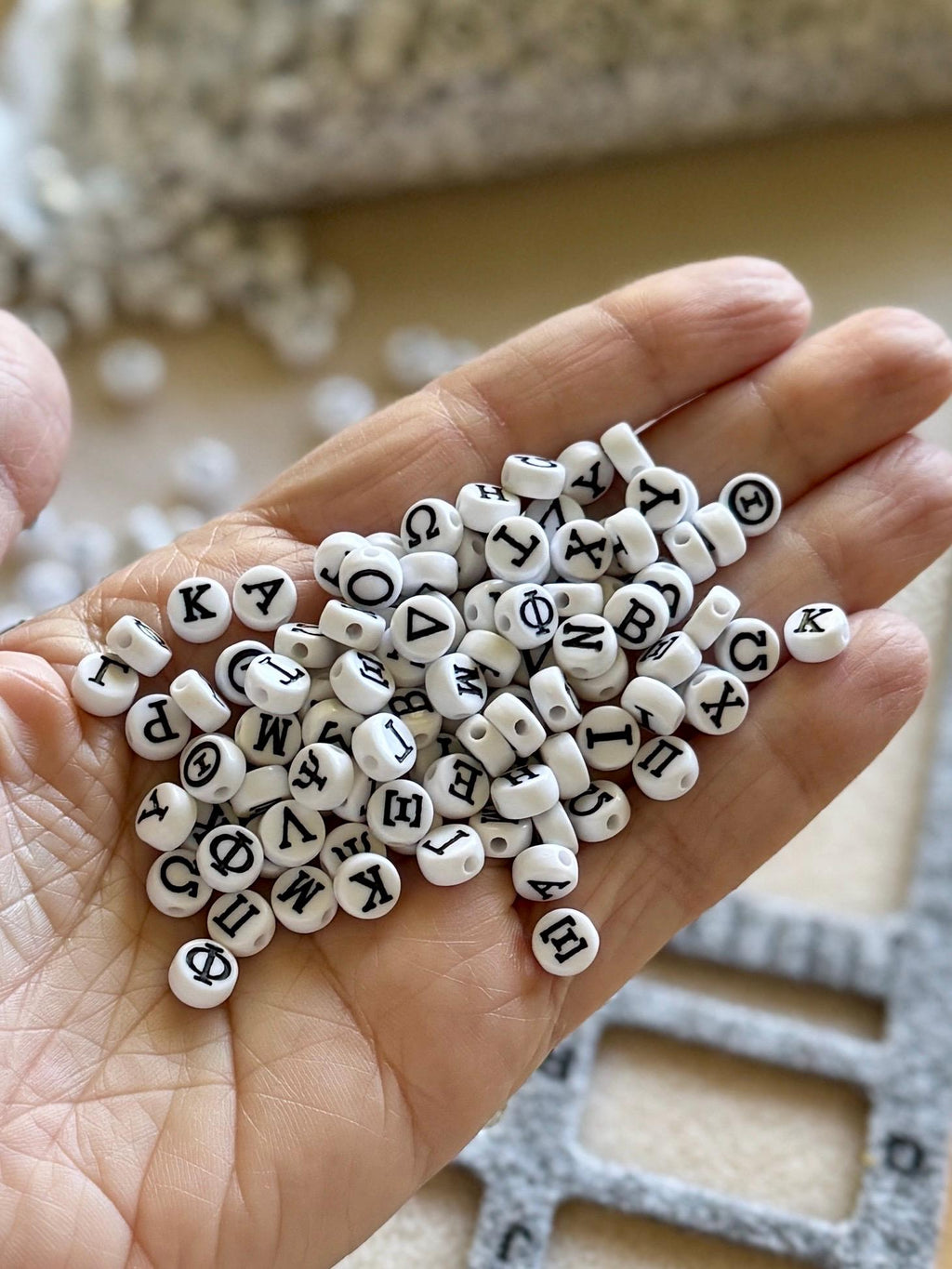 Greek Letter Beads, Sorority Fraternity Jewelry (7x4mm)