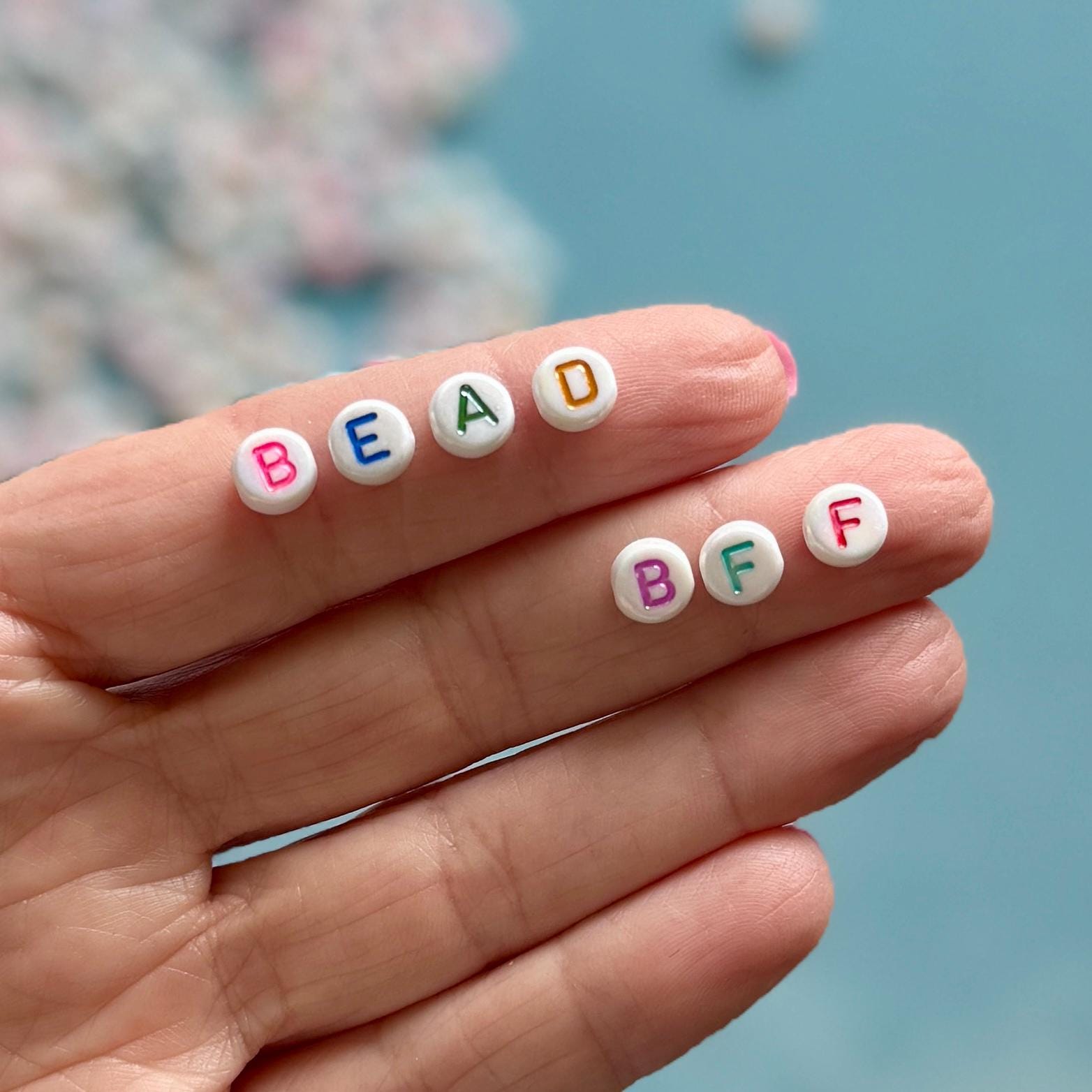 Iridescent Letter Beads, 7mm Acrylic Alphabet Beads for Kandi Crafts