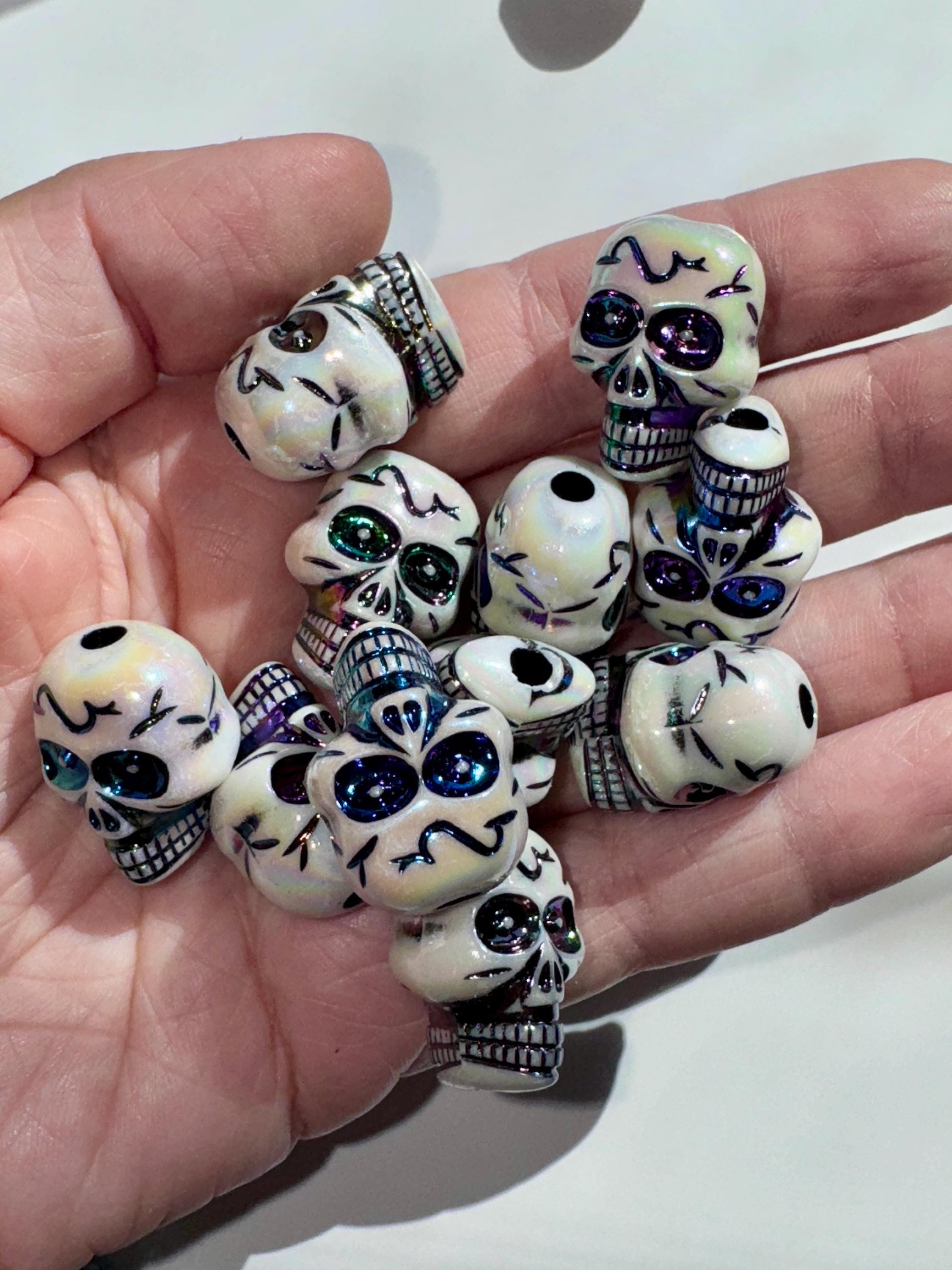 10 Pieces 23mm Skull Beads, Hole: 3.8mm for Spooky Rave DIY Jewelry