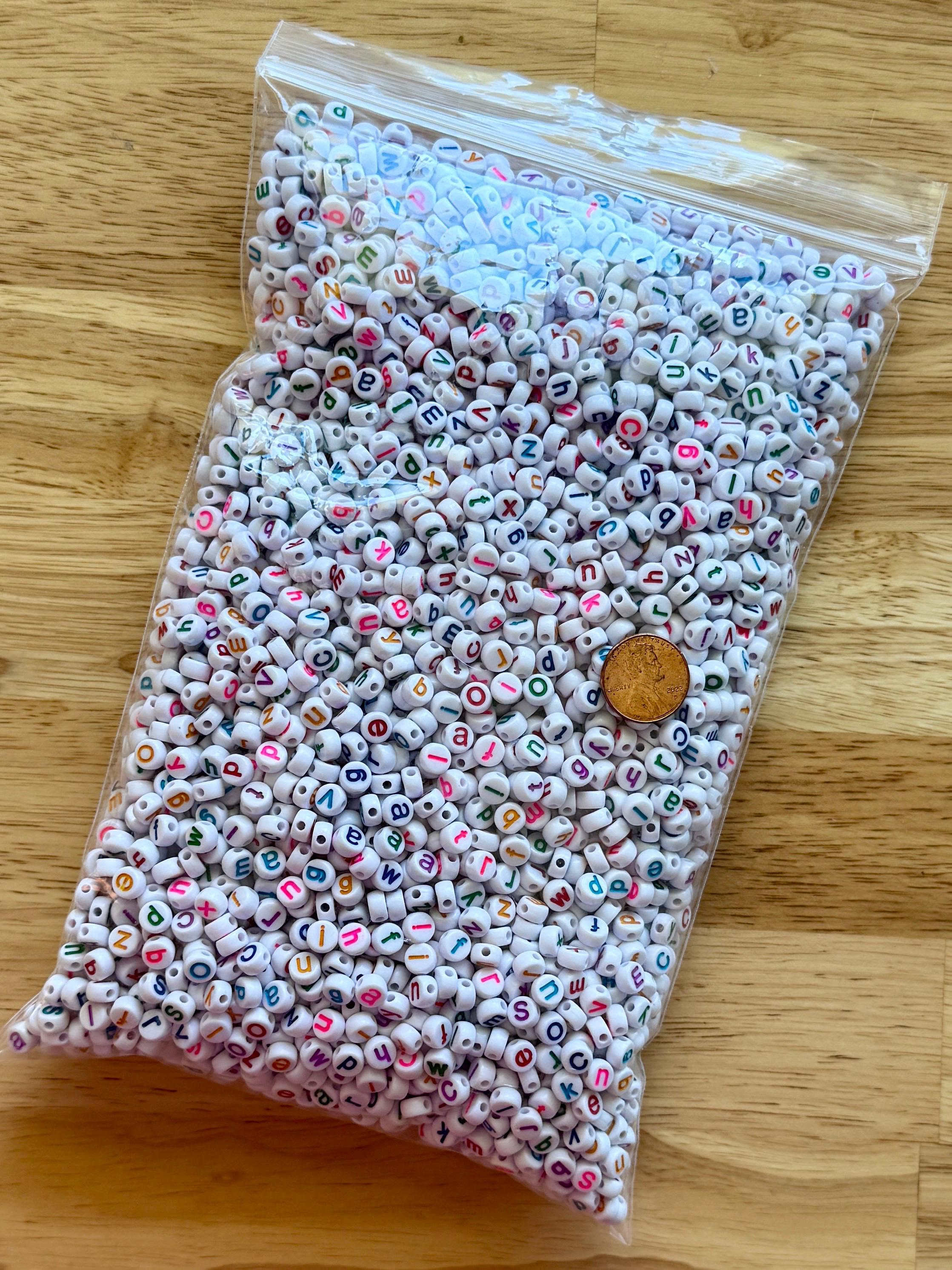 Colorful Lowercase Letter Beads, Acrylic Kandi Supplies (7mm, 100 Pieces)