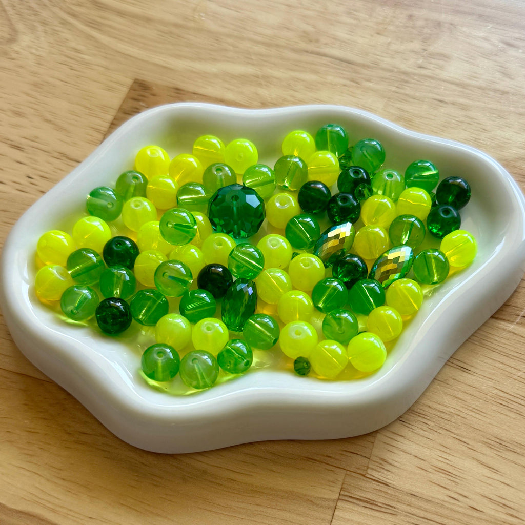Green Glass Bead Set, 80 pcs