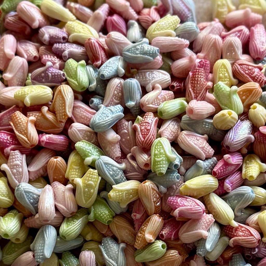 Pastel Smiling Corn Beads, Kandi Crafts, Kawaii Jewelry (100 pcs, 11.5mm)