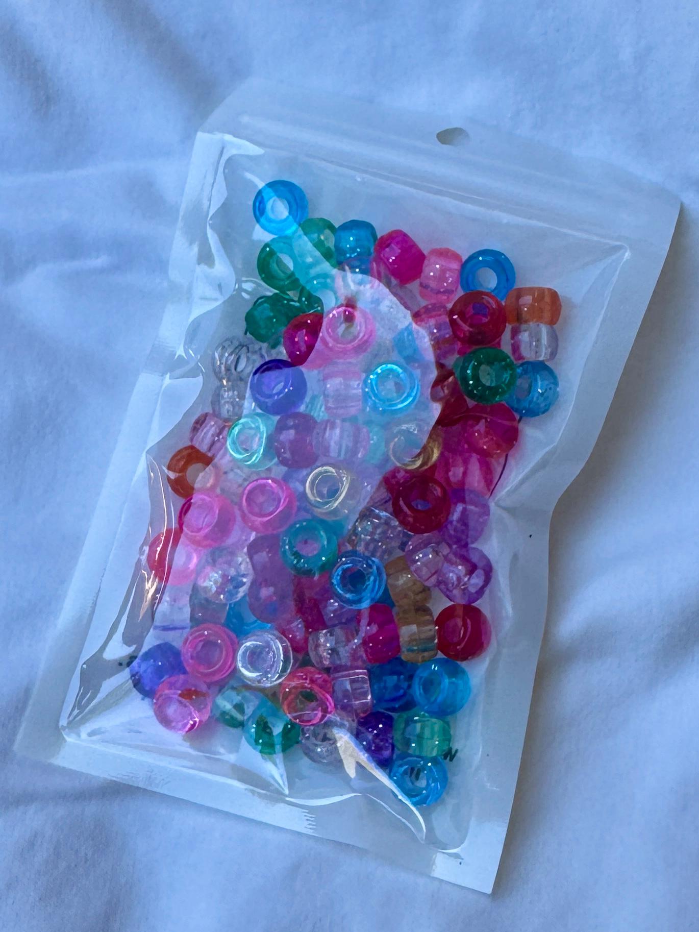100 pcs Glitter Pony Beads, 9x6mm, Hole: 3.5mm